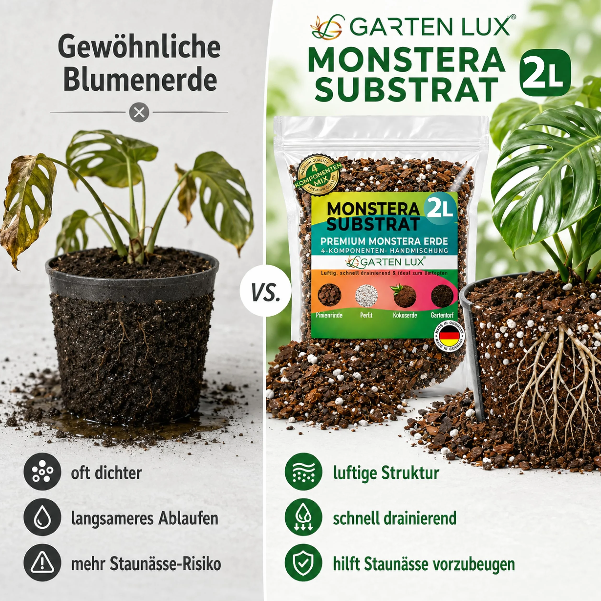 Monstera Terreau pour Plantes Carnivores 2 Litres - Sol à Drainage Rapide