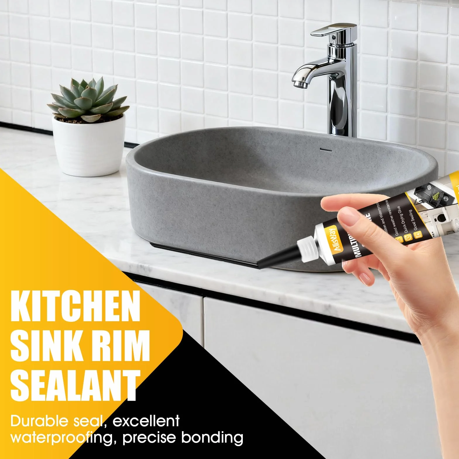 Silicone Noir Salle de Bain, Silicone Noir, Joint silicone, Mastic d'Étanchéité Imperméable Avec Raclette et Embout,Convient pour l'Étanchéité des Éviers,Plans de Travail et Baignoires,100 ml