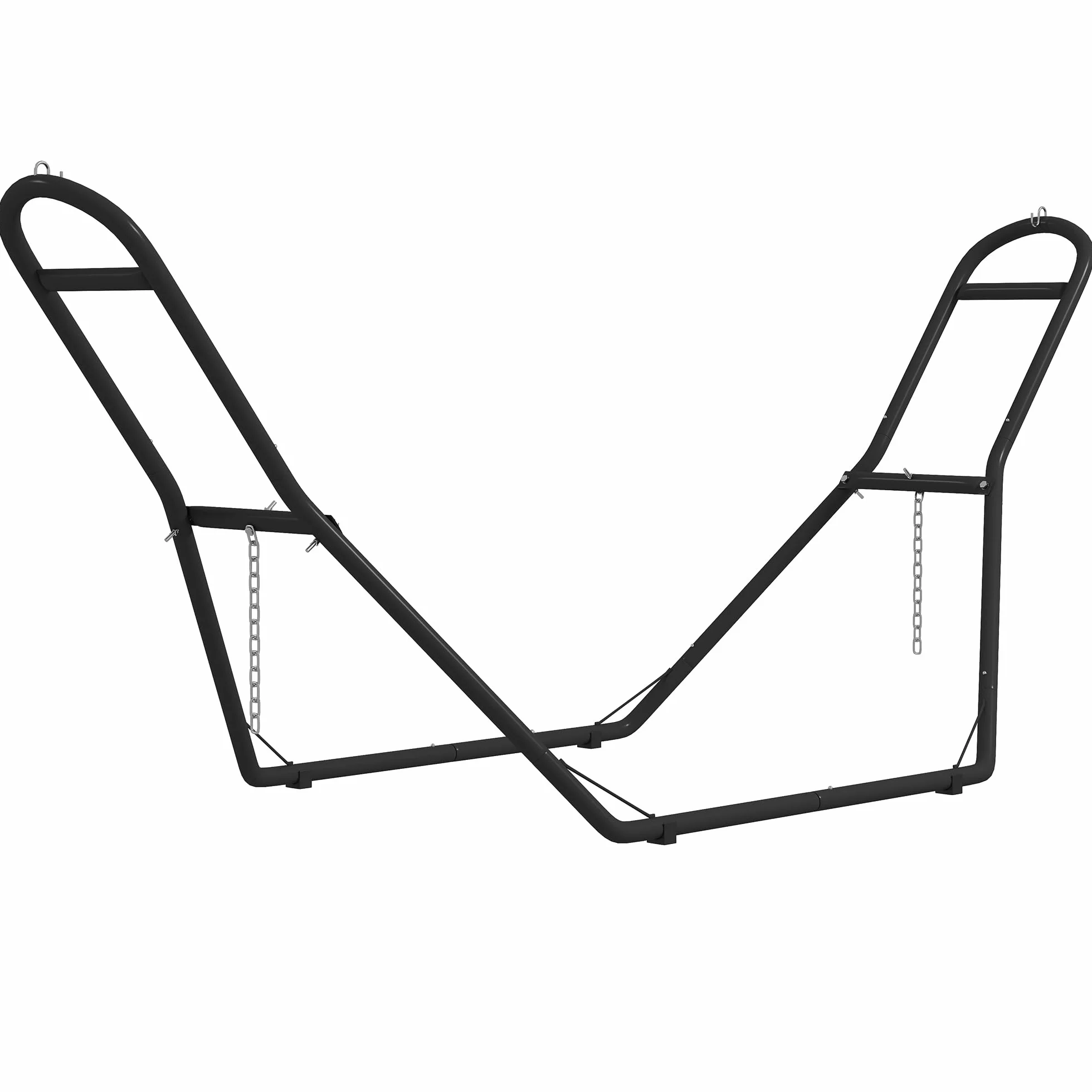 Outsunny Support de Hamac pour 2-3 Personnes, Cadre en Acier Portable et Réglable, Résistant aux Intempéries, Capacité 150 kg, Noir