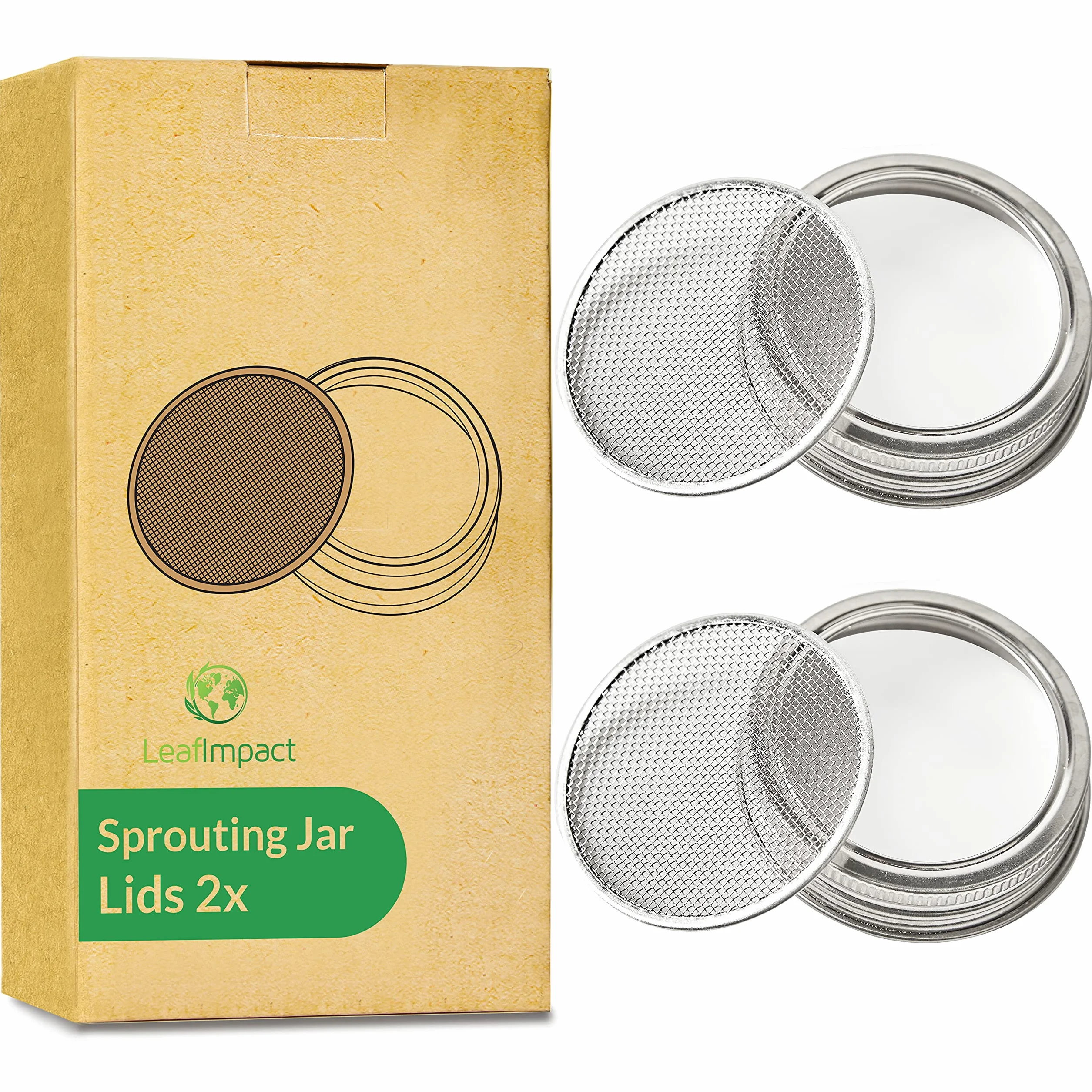 Kit de 2 Couvercle Bocal à Graines pour 7cm Bocaux Germination Acier Inox 304
