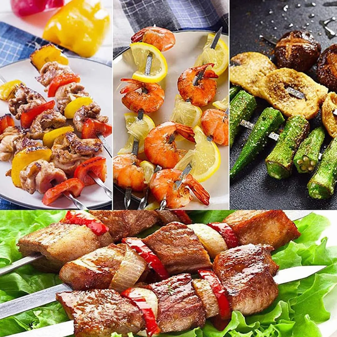 Brochettes en acier inoxydable 24,5 cm pour barbecue, lot de 20