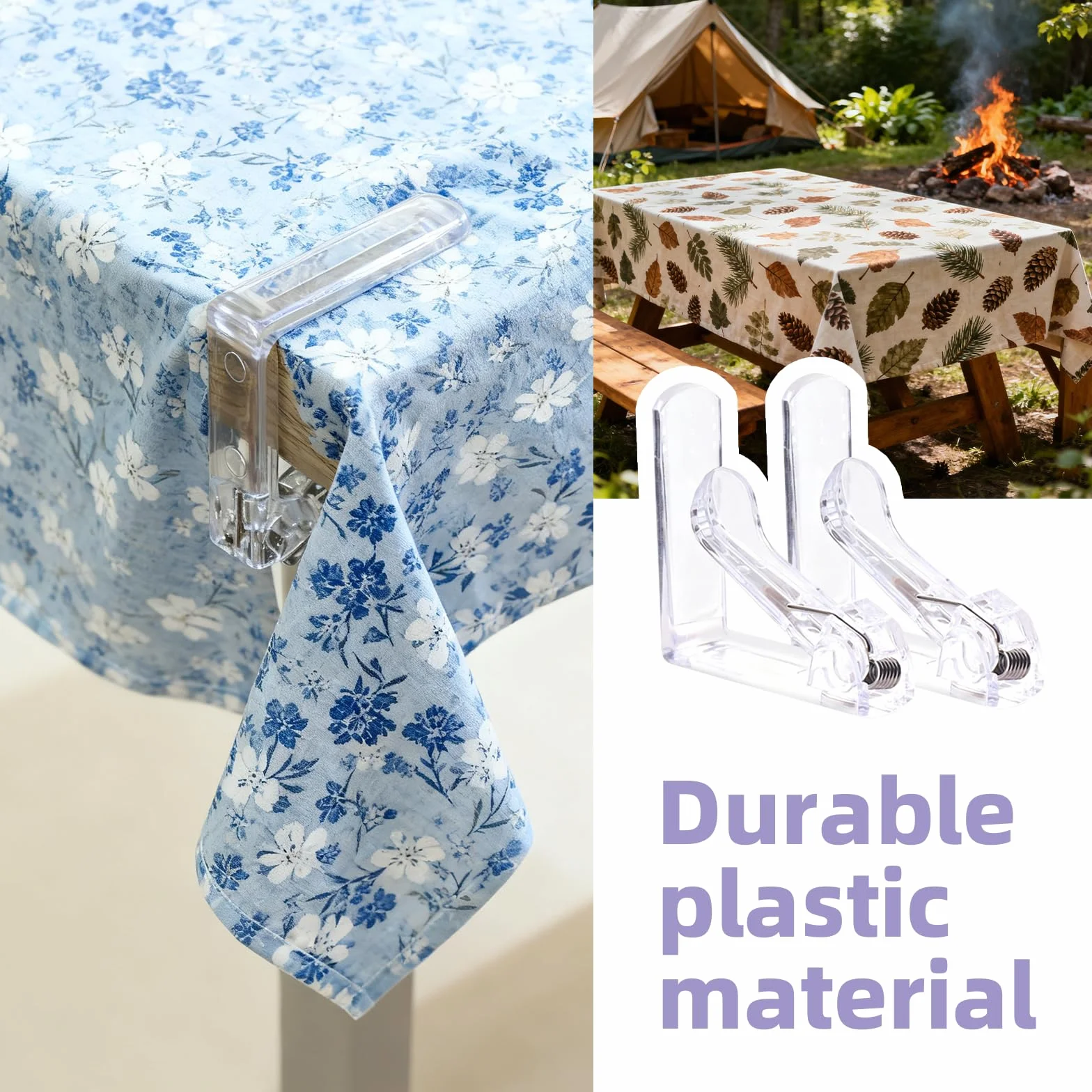 Pinces pour Nappe en Plastique avec Ressort Lot de 10, Idéales pour Tables jusqu’à 45 mm d’Épaisseur, Résistantes aux Intempéries