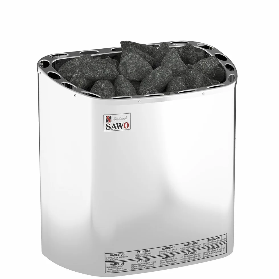 Sauna Poêle Électrique SAWO SCANDIA, Gamme de puissance: 4,5 kW; 6,0 kW; 8,0 kW; 9,0 kW; Nécessite l'unité de contrôle séparé (NS modèle); Multi-Tension: soit monophasé ou triphasé;