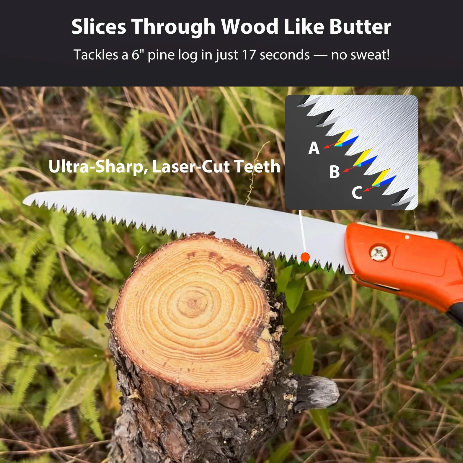 Scie à Elaguer, Scie Pliante avec Poignée Antidérapante, Lame en SK5 Acier Carbone 265 mm, Outils Portatifs pour Emondage, Couper Bois, Jardin, Camping, Buissonnerie, Travail du Bois