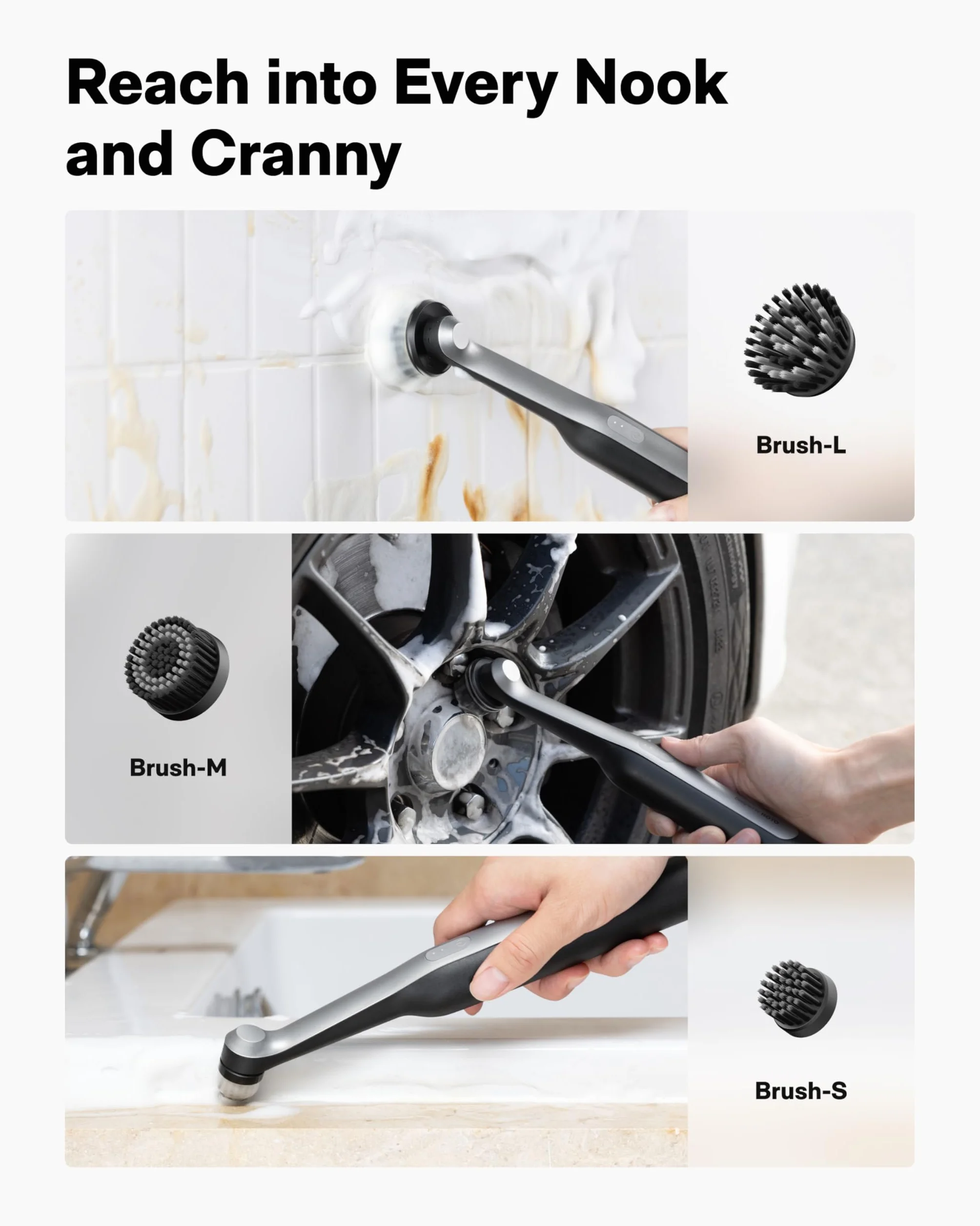 HOTO 16 têtes de Brosse de Remplacement pour la Brosse à Joints Wand™ – adaptées au Nettoyage des Carreaux, Joints, Coins et Fissures