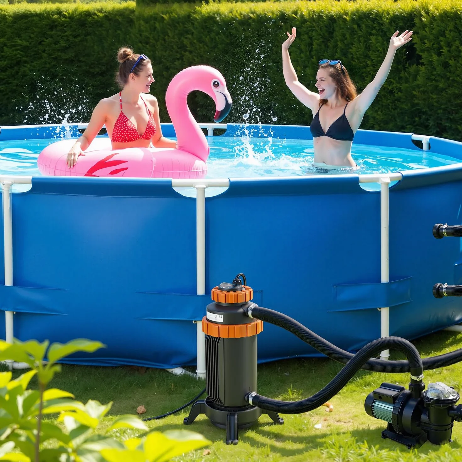 Chauffage électrique piscine Ø 17 x 42 cm interface numérique 32-38 mm protection anti-fuite anti-basculement ignifuge 45 °C