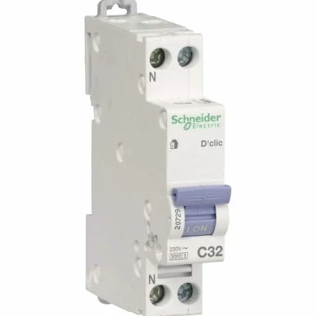 disjoncteur phase + neutre - schneider duoline xp - 32 ampères - courbe c - 20729