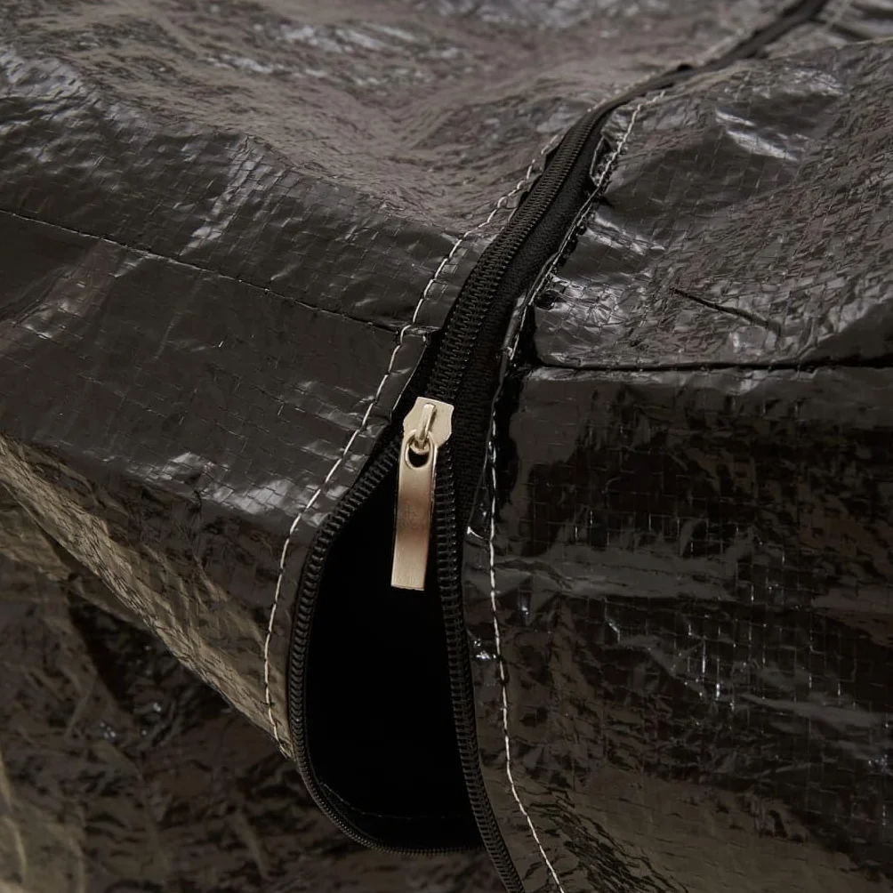 Sac de rangement polyéthylène noir 150x75x75 cm avec fermeture éclair et poignées