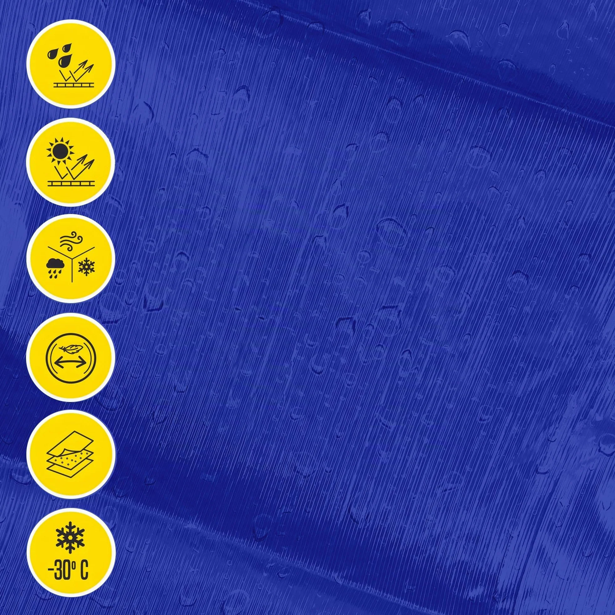 Bâche imperméable pour l'extérieur - 2x3m - 70 g/m2 - Trous soudés renforcés - Polyéthylène laminé croisé 3 Couches - Bleu - Protection Totale - Extra Forte - Bikain