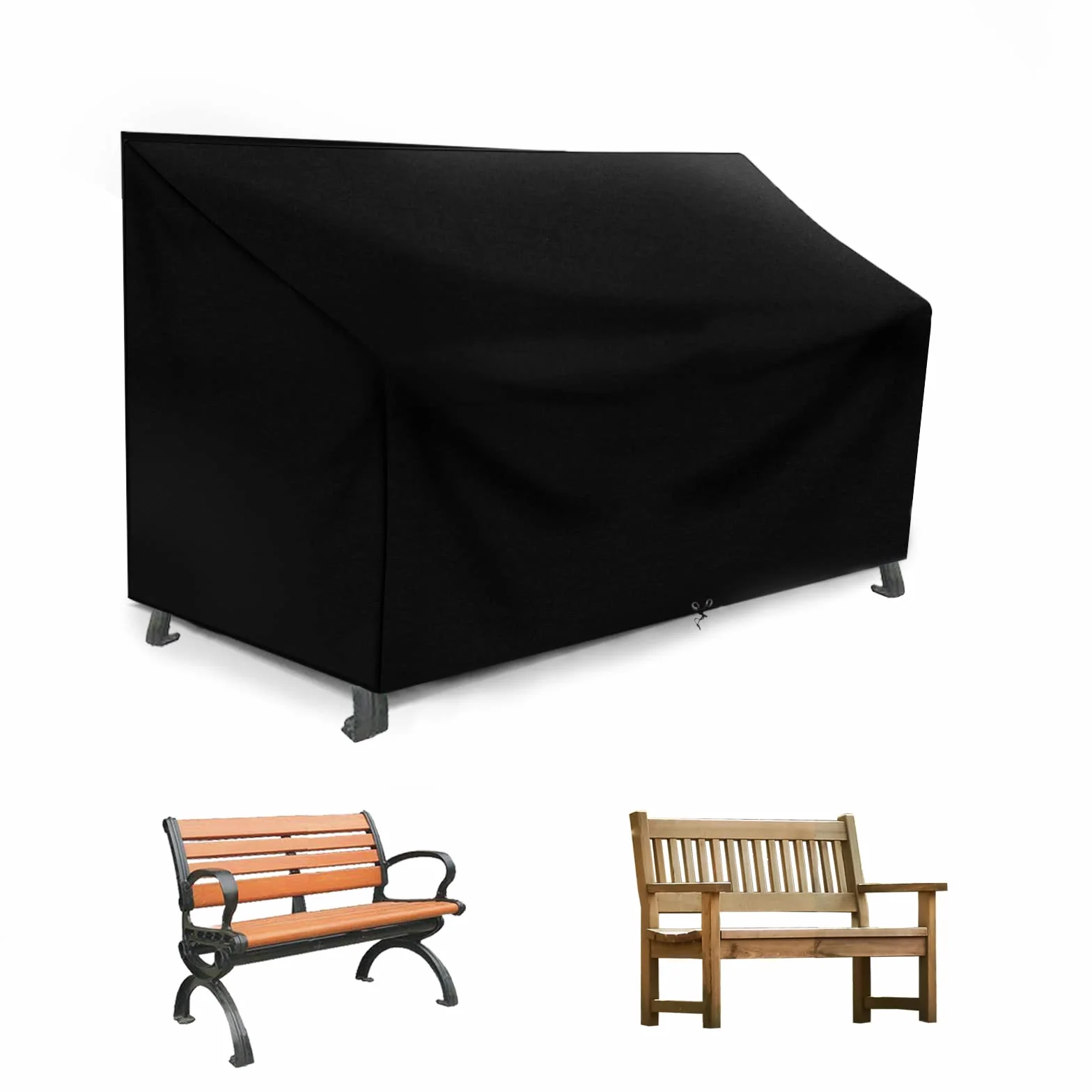 RICHIE LoveSeat Housse de banc de jardin imperméable 2 places Oxford 420D anti-UV 134x66x63/89 cm noir