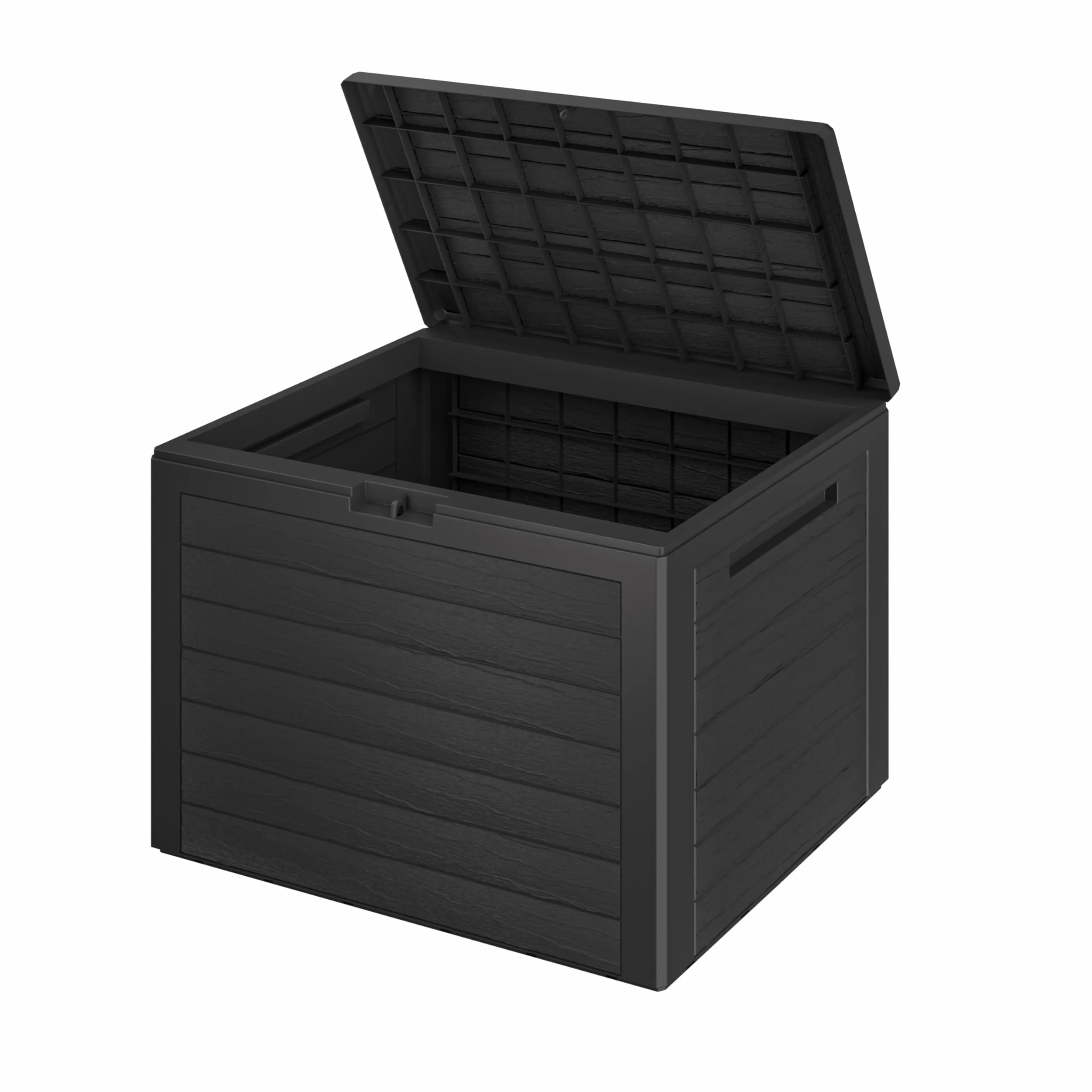 Casaria Coffre de Jardin Exterieur 190 L Anthracite Caisse de rangement étanche Effet Bois