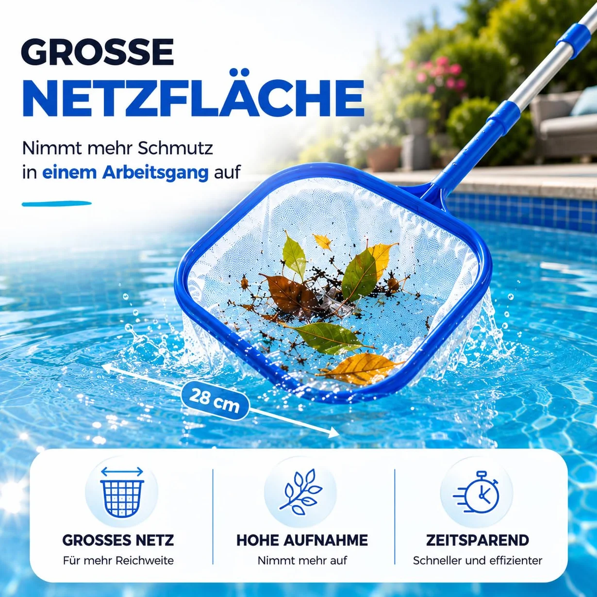 Épuisette de piscine avec manche télescopique 105 cm – pour piscine et étang, Bestway