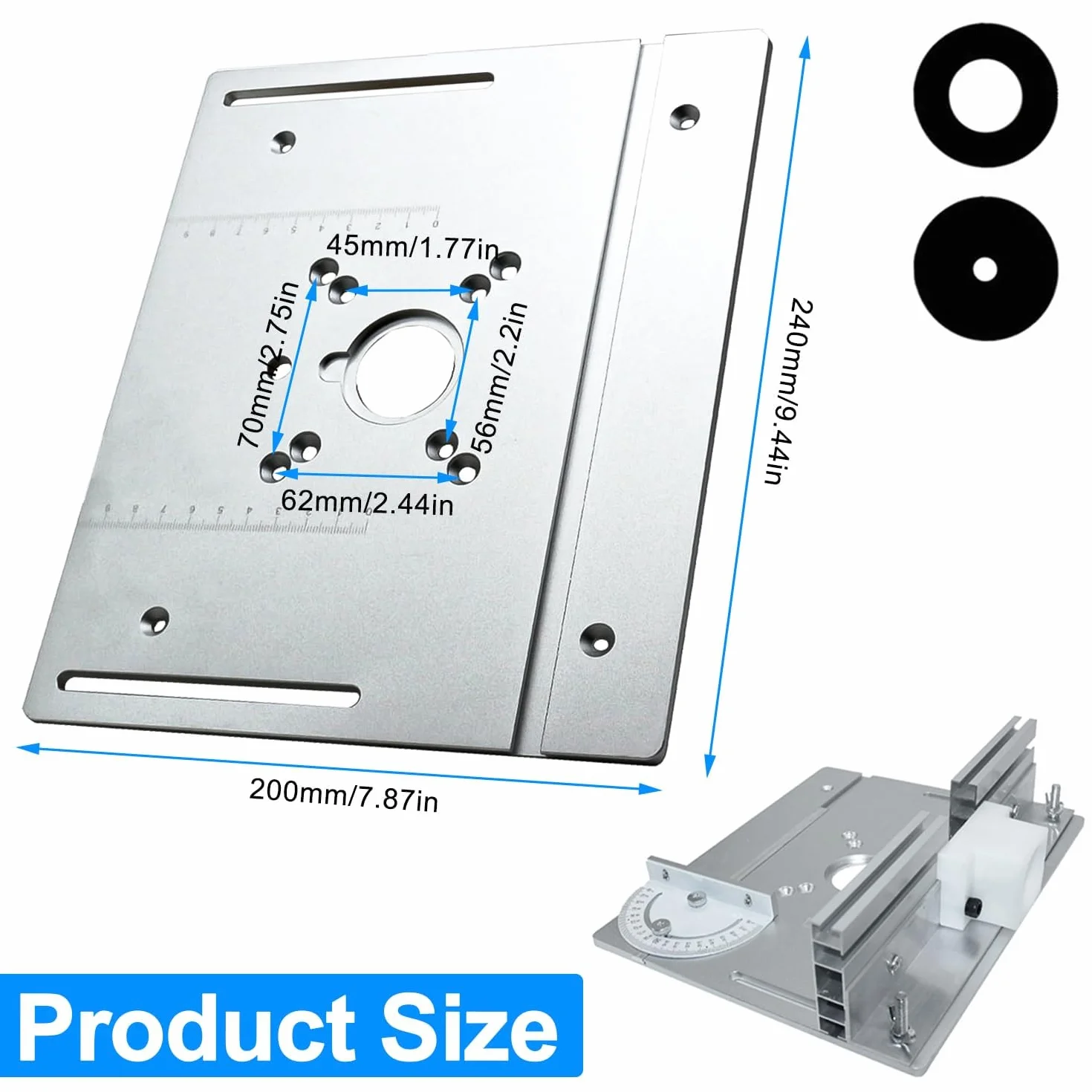 Table DéFonceuse Plaque Aluminium Costume, Table Fraisage Insert Avec Support De Torsion Coudé, DéFonceuse Plaque, Defonceuse A Bois Accessoire Pour Fraisage Rainurage Finition