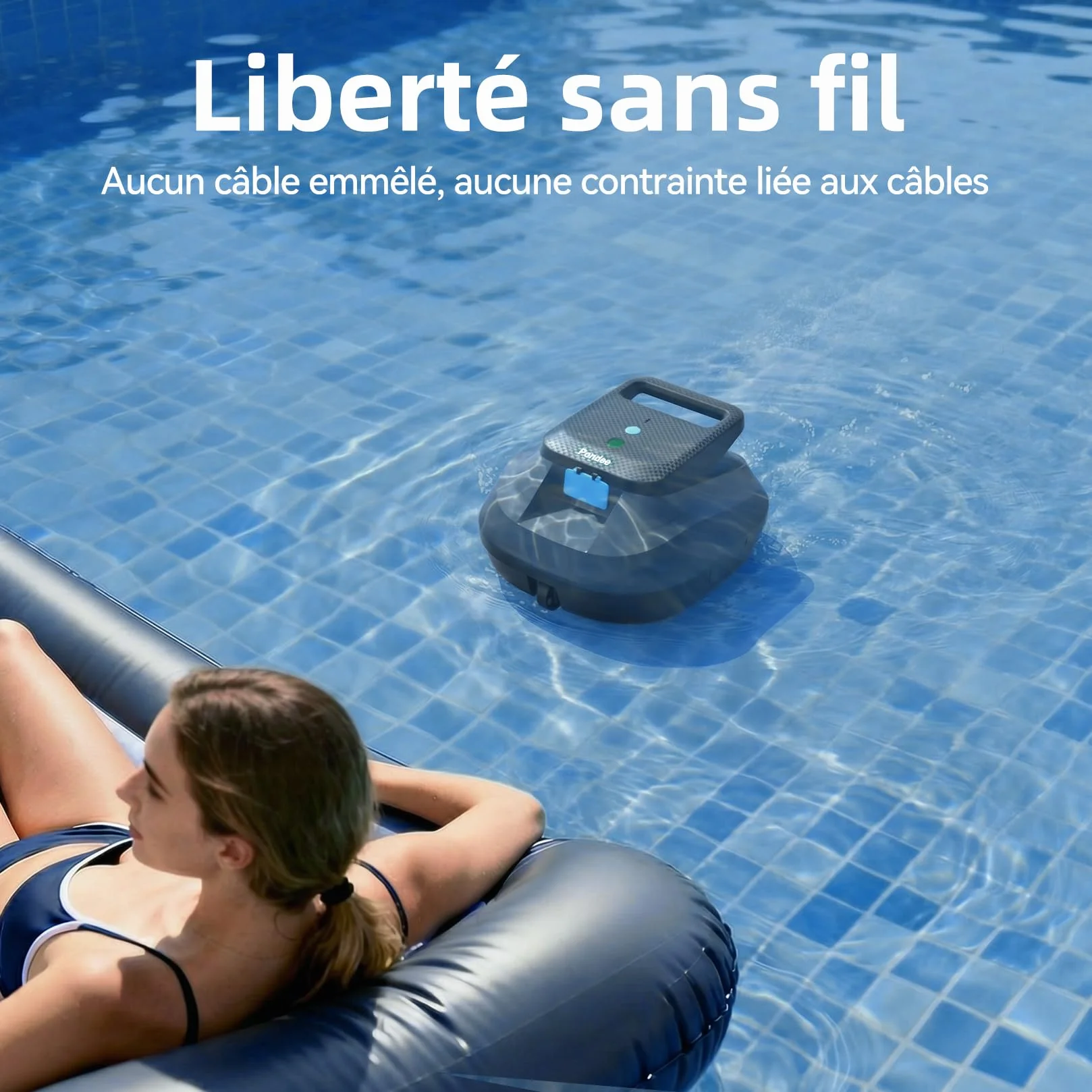 Pondee X2 Robot Piscine sans Fil 200 Min Autonomie Aspirateur Piscine Hors Sol Recharge Rapide 3.3 h 120 m²