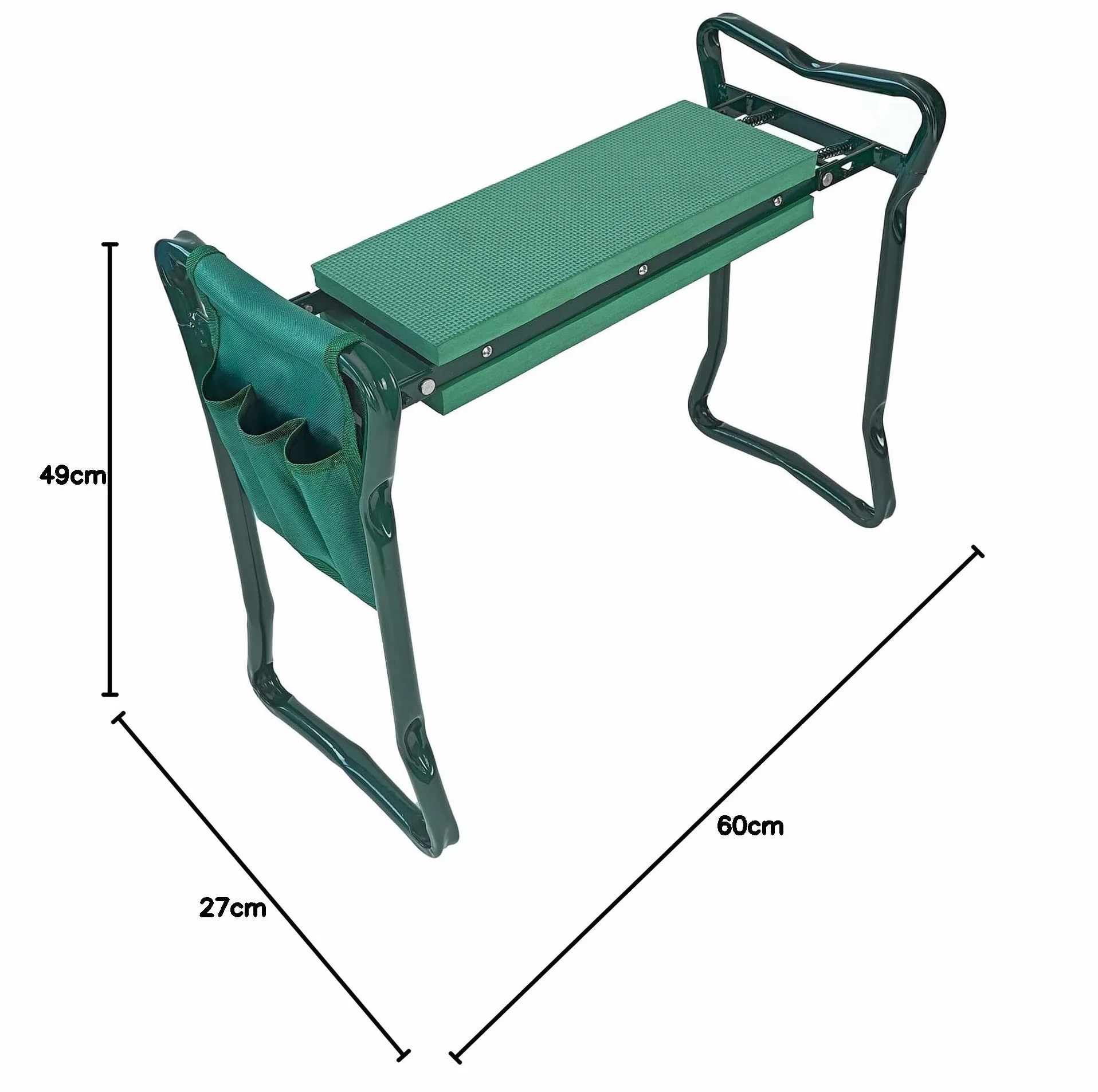 Genouillères de jardin pliables et tabouret 3 en 1 Vert 60 x 27 x 49 cm