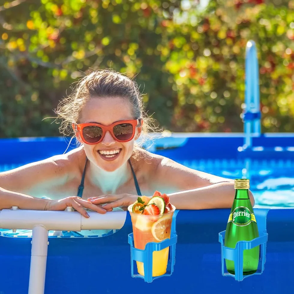 Porte Gobelet Piscine 2 Pièces Détachable Accessoire Hors Sol pour Boissons Fêtes D'été