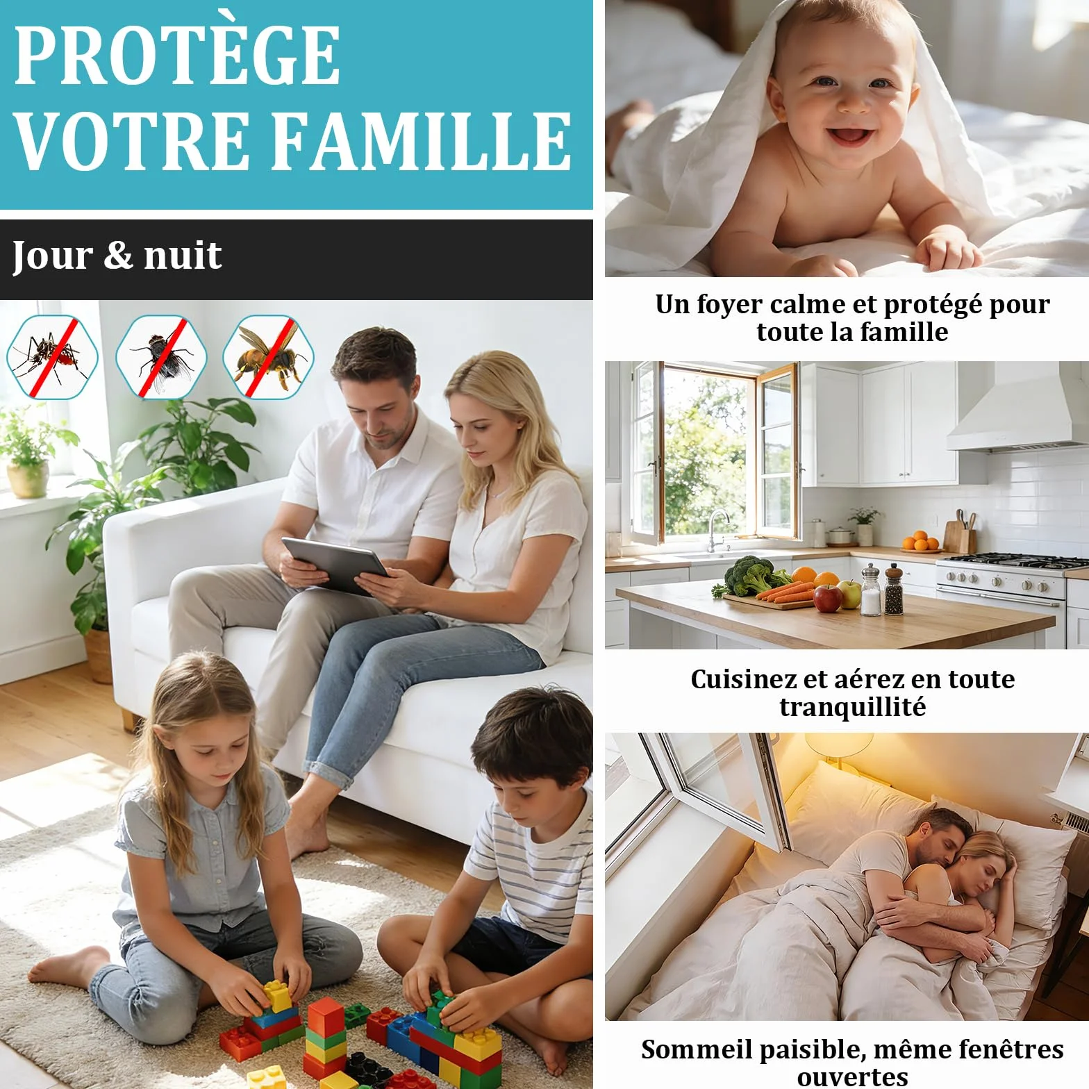 Apalus Moustiquaire Transparente Universelle pour Fenêtre/Maille Lavable | Moustiquaire Ajustable, Bricolage, Taille Maximale de la Fenêtre 130x150cm (Lot de 4, Blanc)