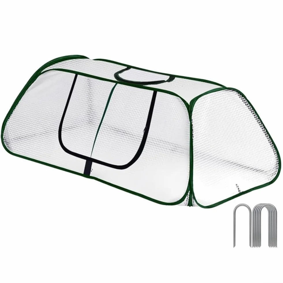 Housse de protection en polyéthylène pour serre tunnel 115 x 50 x 45 cm avec 6 piquets de sol