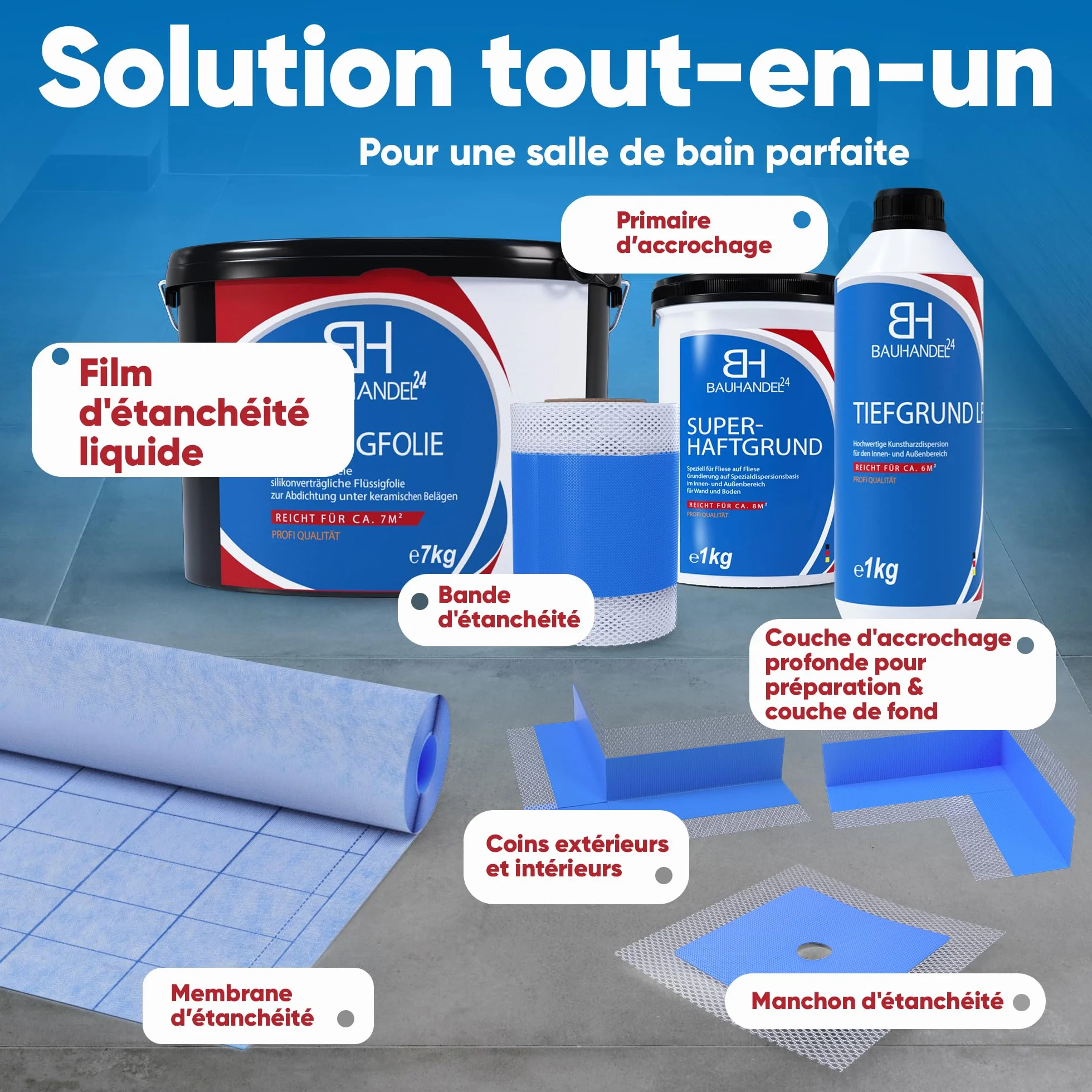 Bande d’étanchéité D11, 10–50 mct, bleue, bande d’étanchéité bain, bande d’étanchéité douche bande d’étanchéité carrelage