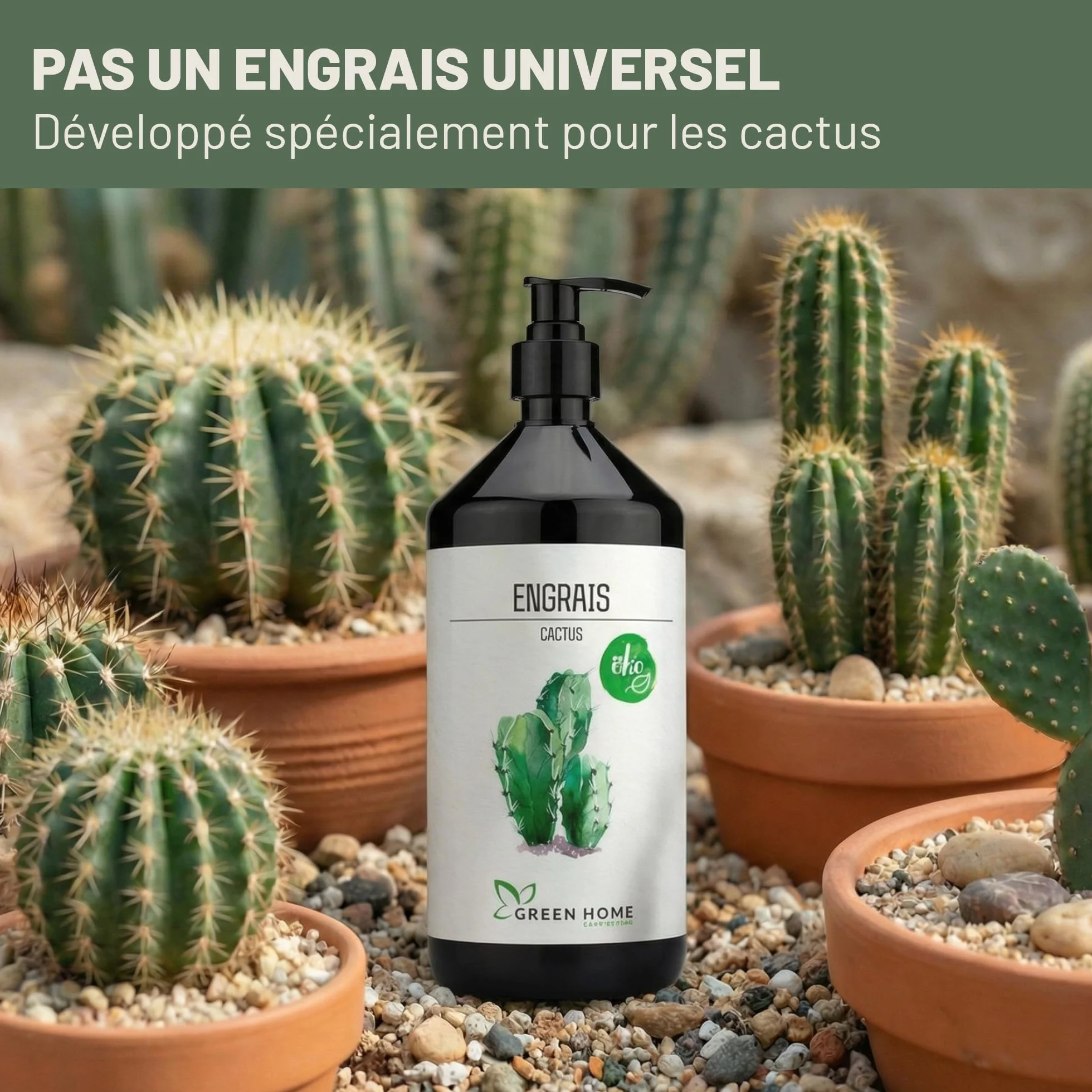 Engrais Cactus Liquide 1L Pompe Doseuse NPK 7-3-5 pour Cactus Succulentes