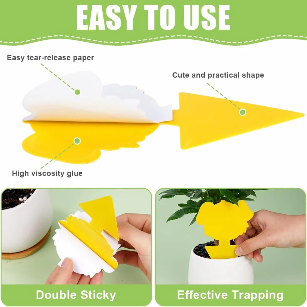 Flintronic Pièges à Insectes 120PC Attrape Moucheron Plantes Plug-in Autocollants Colle Double sans Insecticide Anti Moucheron Plante