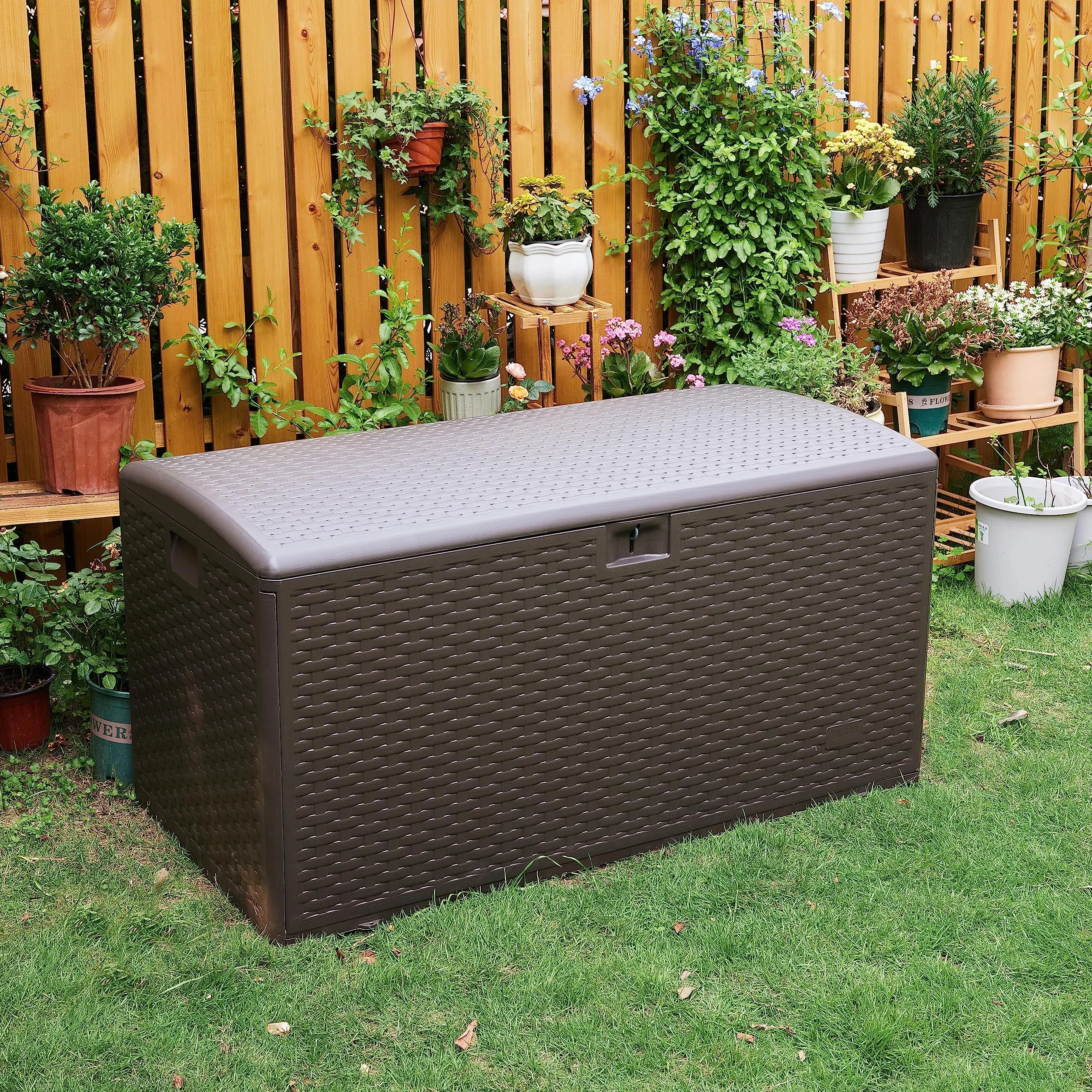 Amazon Basics Coffre de rangement 375 L Marron