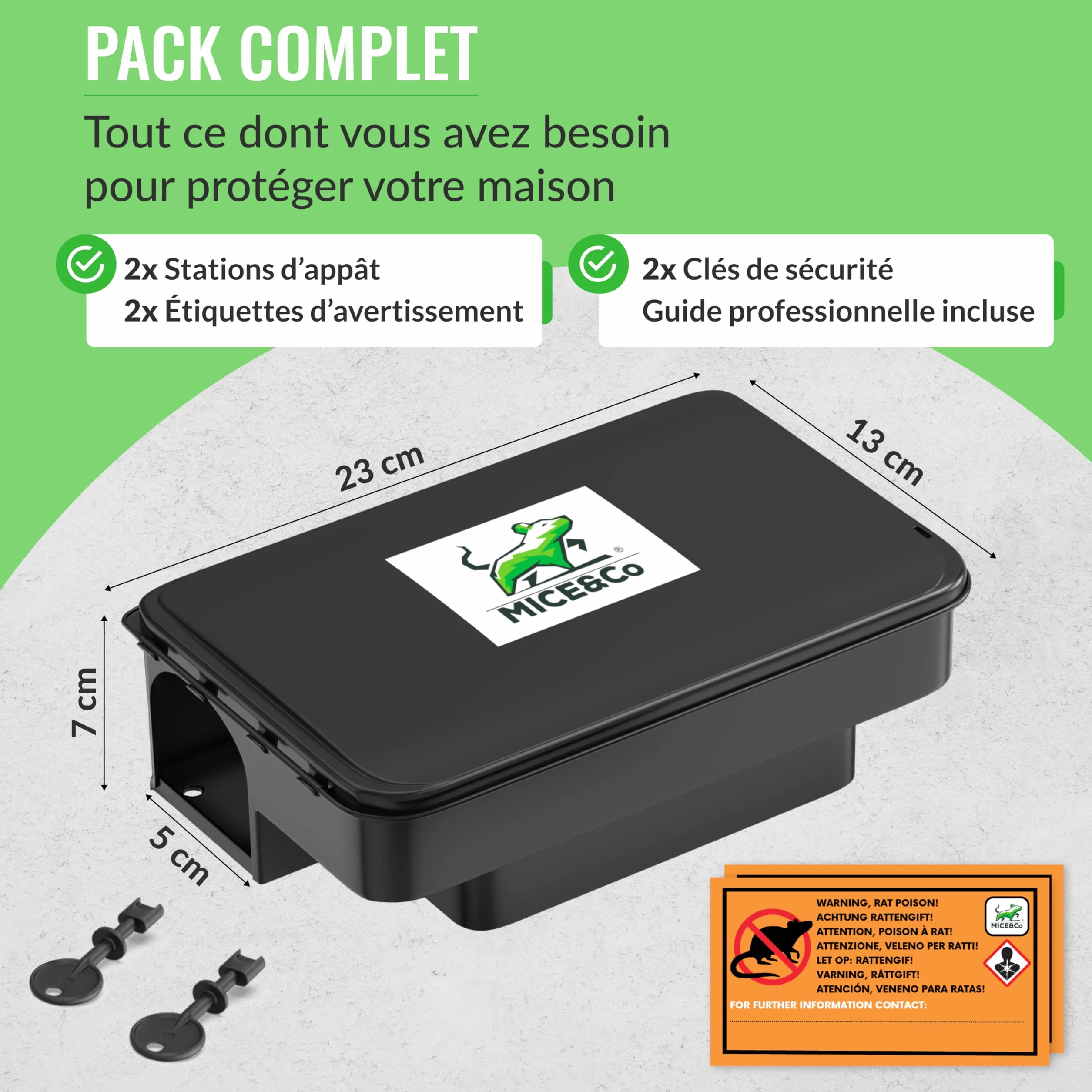 Mice&Co Boîte d'Appât Professionnelle – Piège à Rats et Souris – Station d'Appât Sécurisée