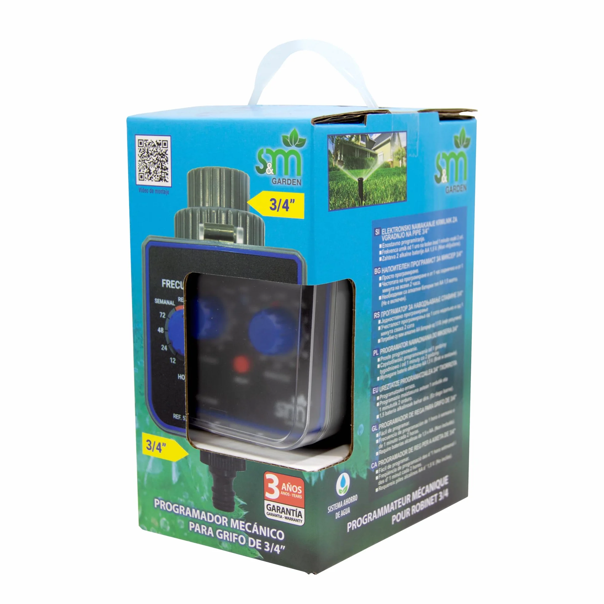 Programmateur de Robinet 1 Sortie Arrosage Automatique 3/4" Gris Noir