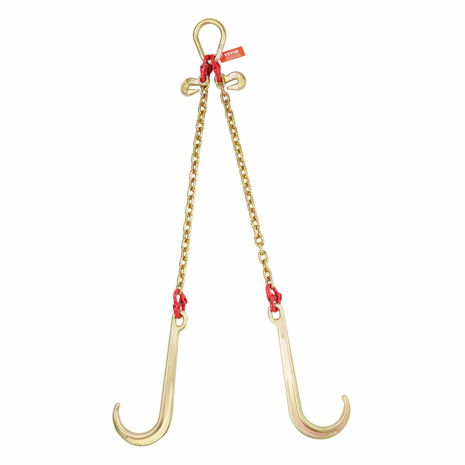 VEVOR Chaîne de Remorquage à Crochets J, Capacité de Charge 4898 kg,​ Chaine Bride V de Remorque G80 avec Crochet de Préhension, 8 mm x 60 cm, pour Dépannage, Transport, Dépanneuse, Camion à Plateau