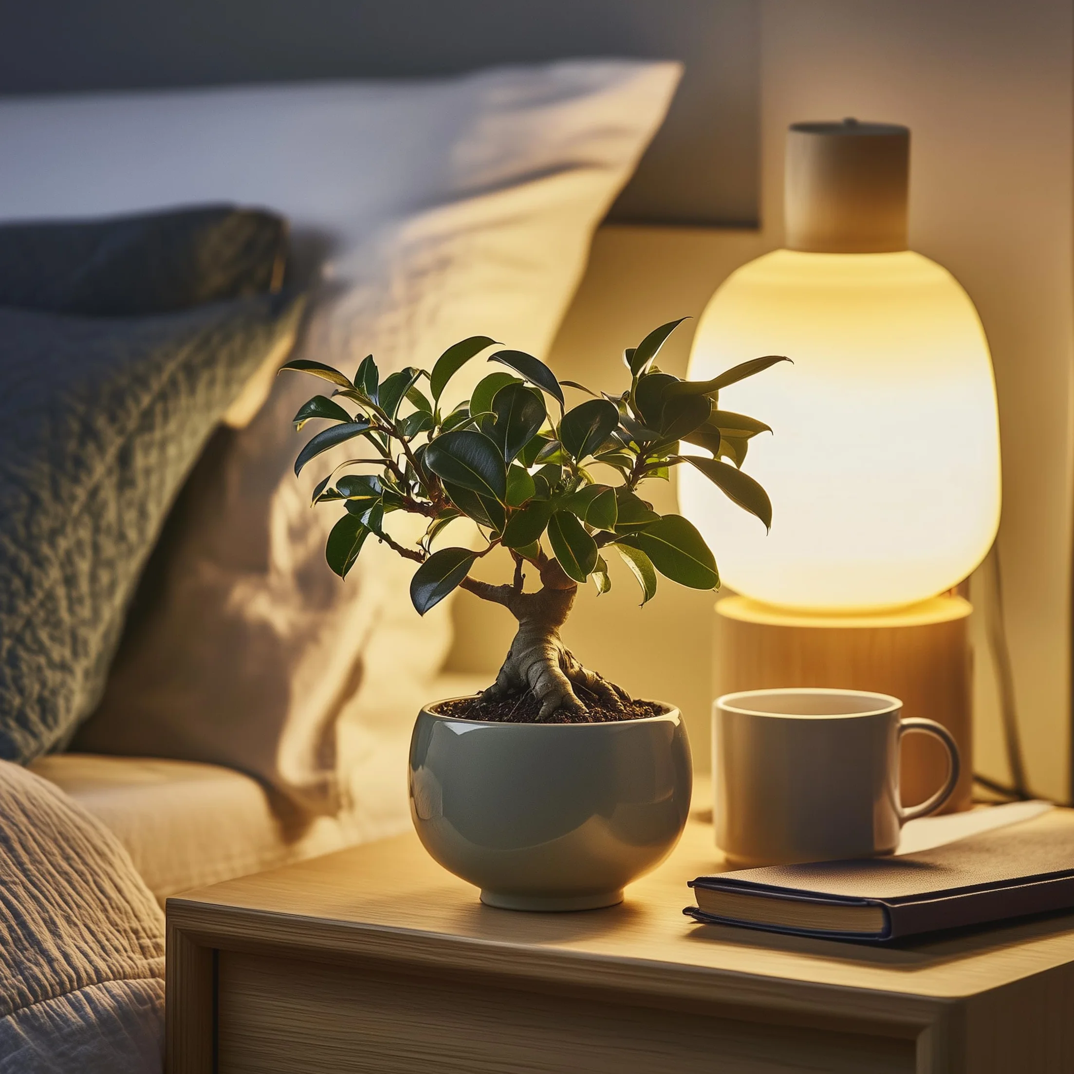 Bonsaï Ficus Ginseng Plante d'intérieur Pot 12cm Hauteur 30-40cm