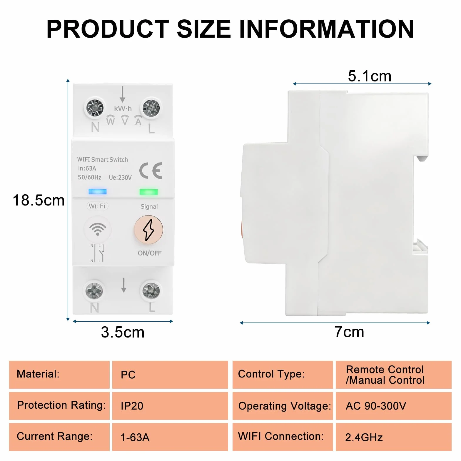 Disjoncteur wifi 63A TUYA commande vocale compteur d'énergie AC80-300V disjoncteur intelligent Interrupteur connecté à distance Protection contre les surcharges de surintensité