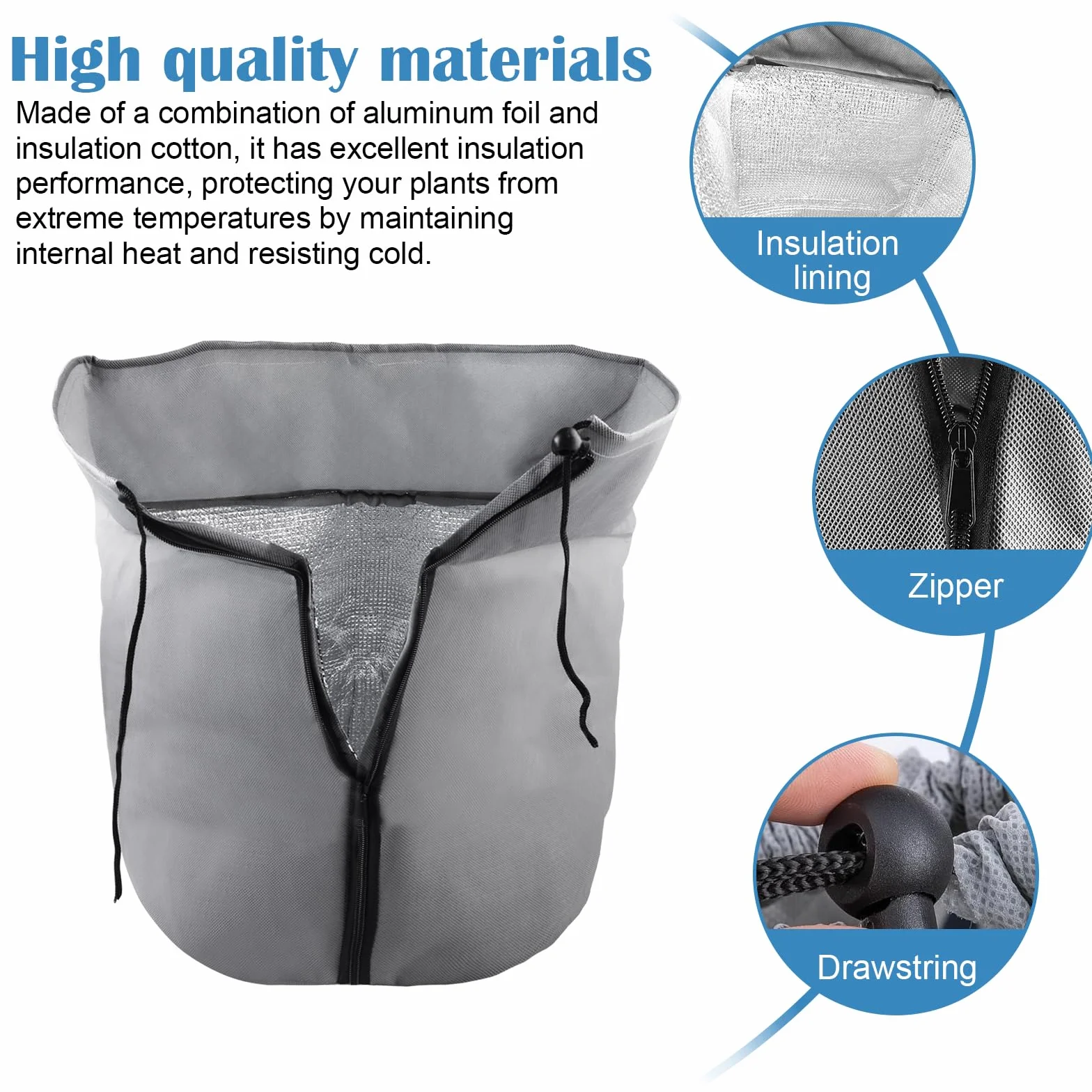 Protection thermique pour plantes 2 pièces 35x40 cm Pots de protection hivernale avec cordon de serrage et fermeture éclair