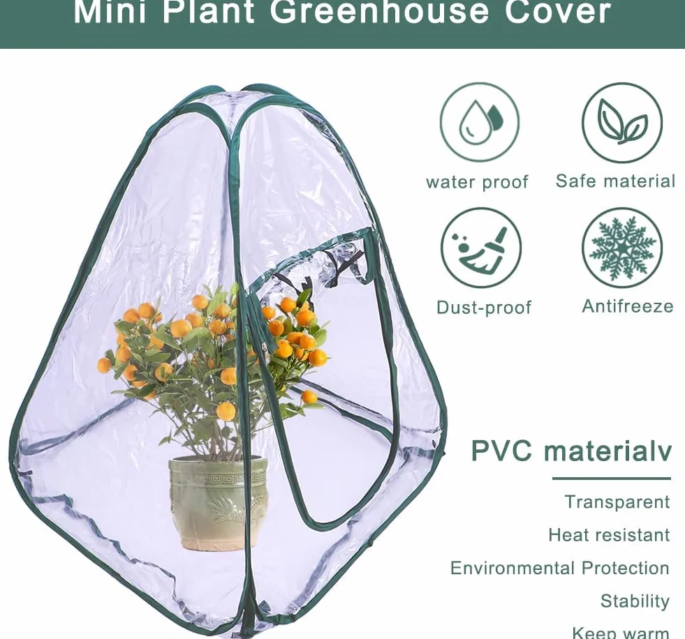 Tente à Effet de Serre Escamotable, Mini Maison de Culture en PVC pour Plantes, Serre Portable 70x70x80cm avec Piquets