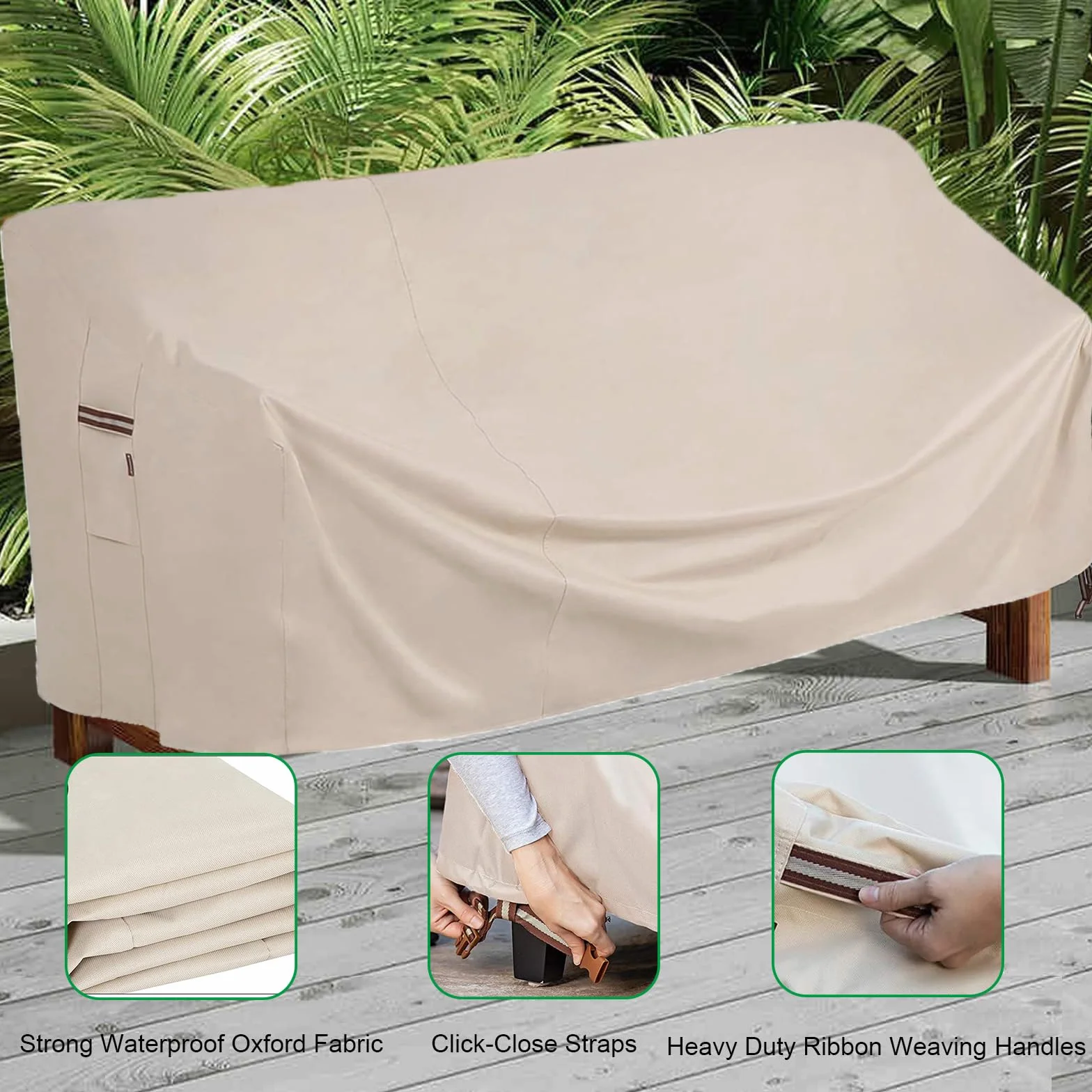 Housse Canapé Extérieur 3 Places 137x96x73/50cm 600D Oxford Jardin