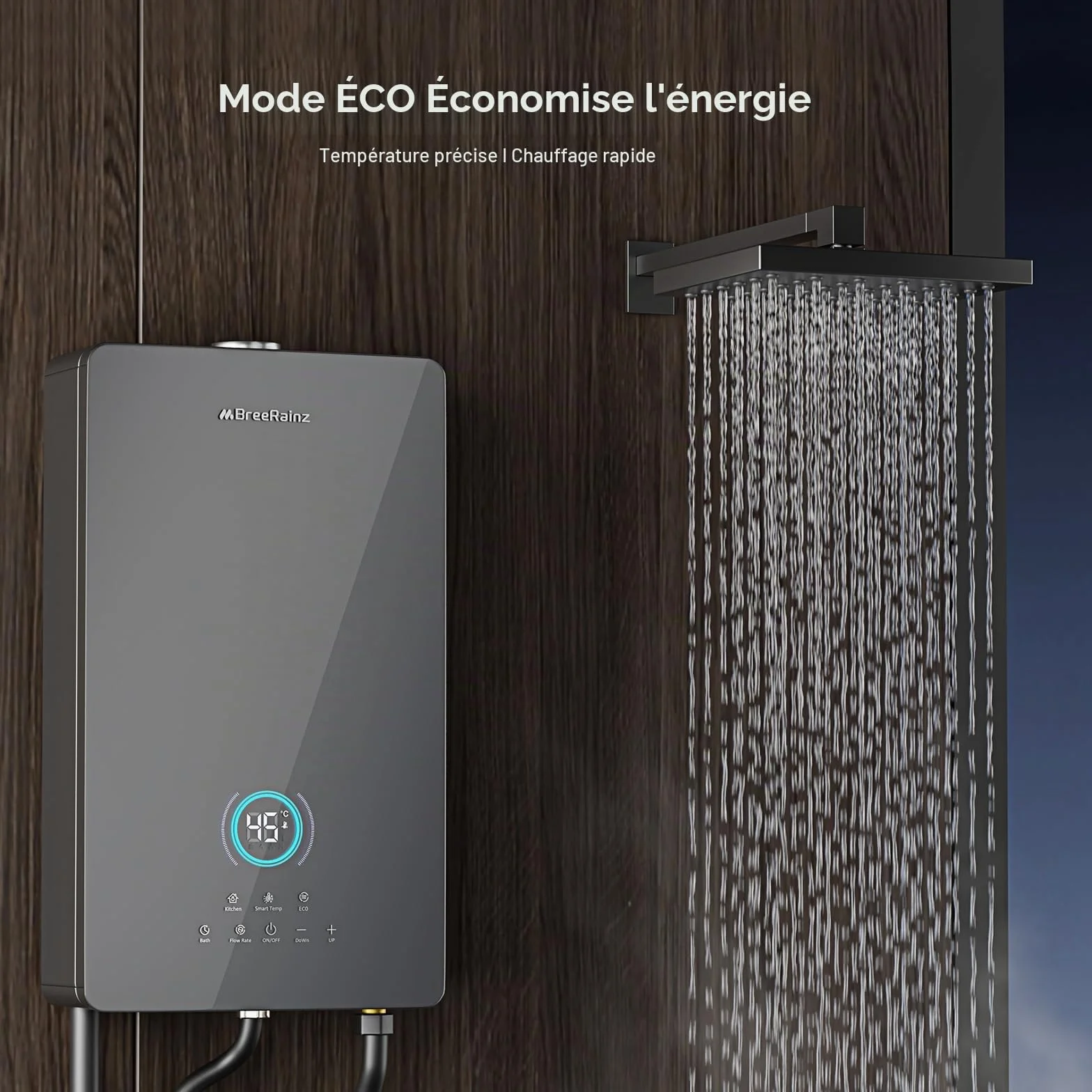 Chauffe-Eau à Gaz Instantané 32kW 16 LPM, 5 Modes, Écran Tactile LED, 220V, Butane Propane