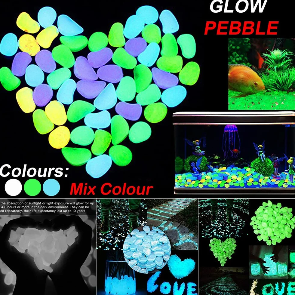 Lot de 50 galets phosphorescents jaunes pour jardin SPORTARC