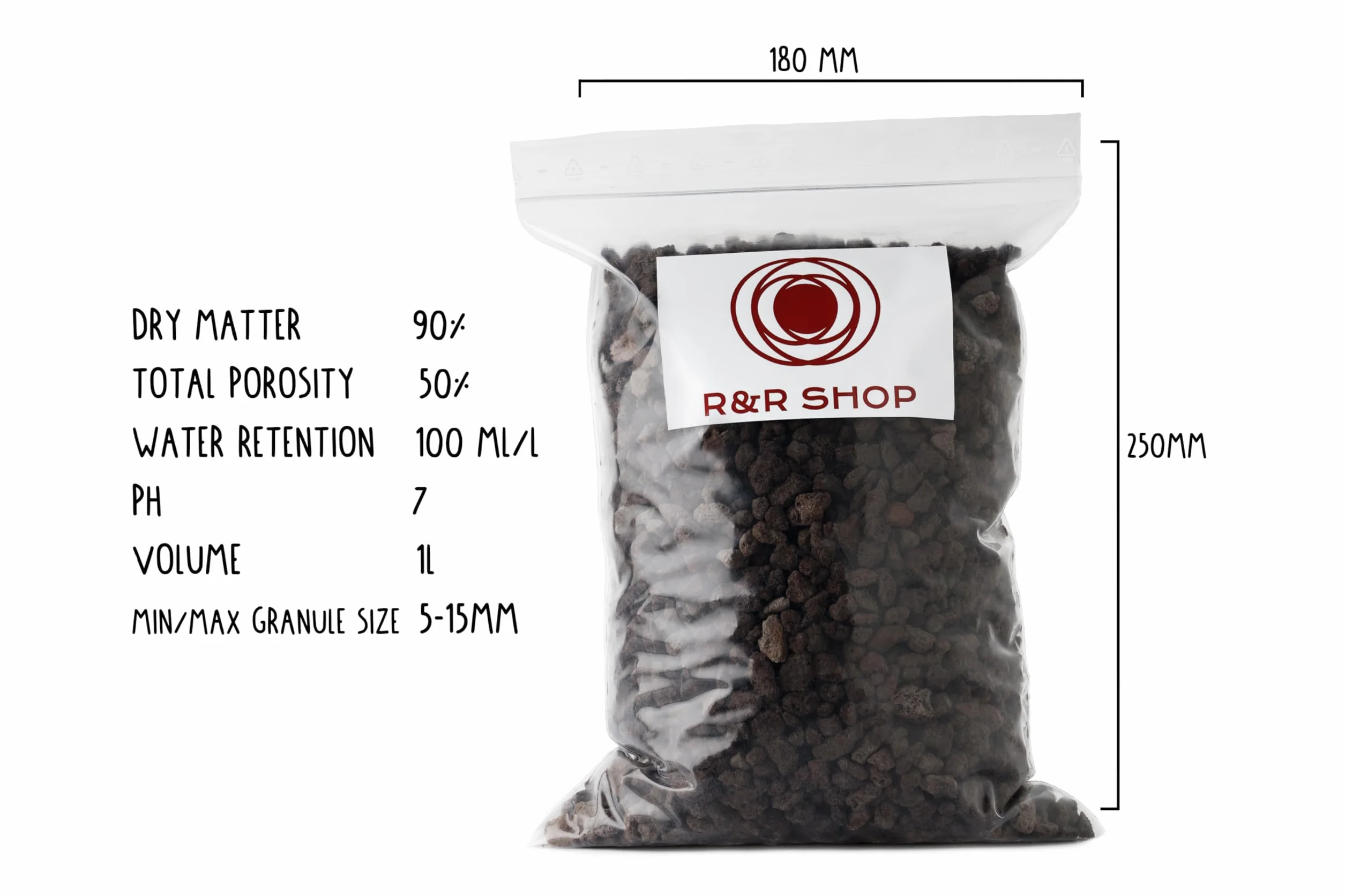 Pierre de Lave 100% Naturel PH Neutre pour la Germination et Croissance des Plantes 5-15 m (1L)