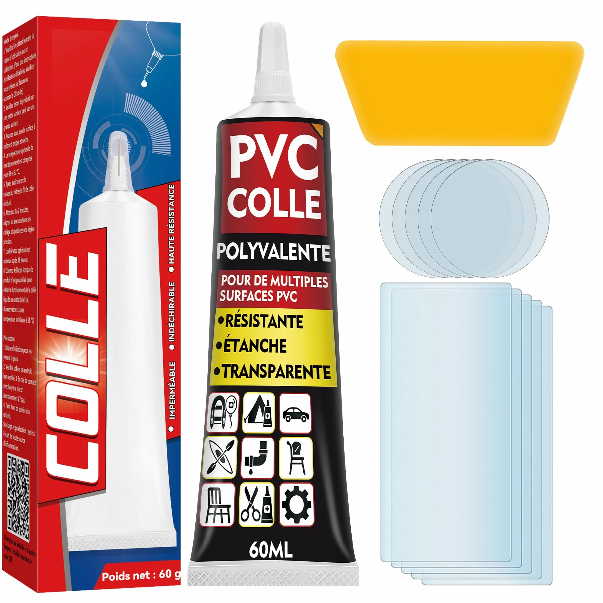 Kit Réparation Piscine Liner, Colle PVC Étanche pour Bouées Matelas Gonflables