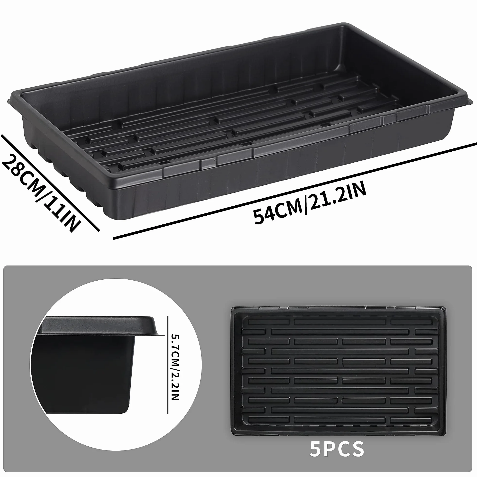 Lot de 10 Plateaux de Culture sans Trous de Drainage 50,8 x 25,4 cm Récipient pour Semis Herbe à Chat