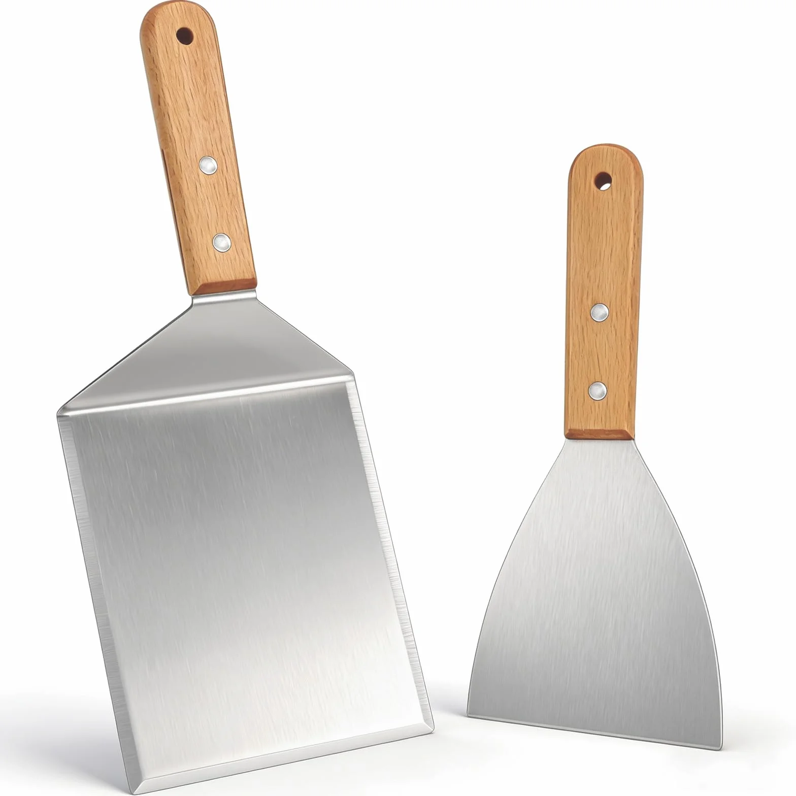 Spatule Cuisine Extra Large en Acier Inoxydable avec Poignée en Bois pour Grillades Hamburgers