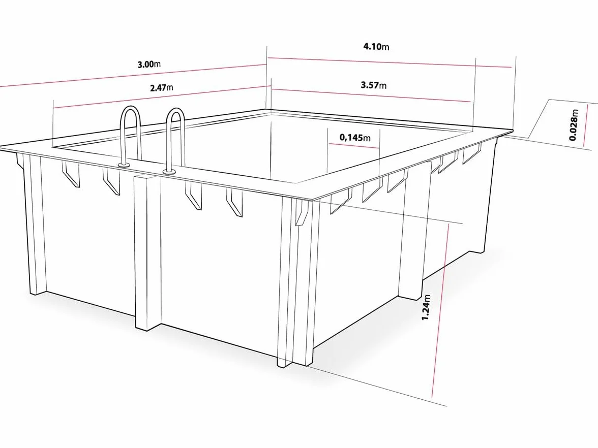Piscine Bois Rectangle Caimans 4.10 x 3.00 x 1.39 m