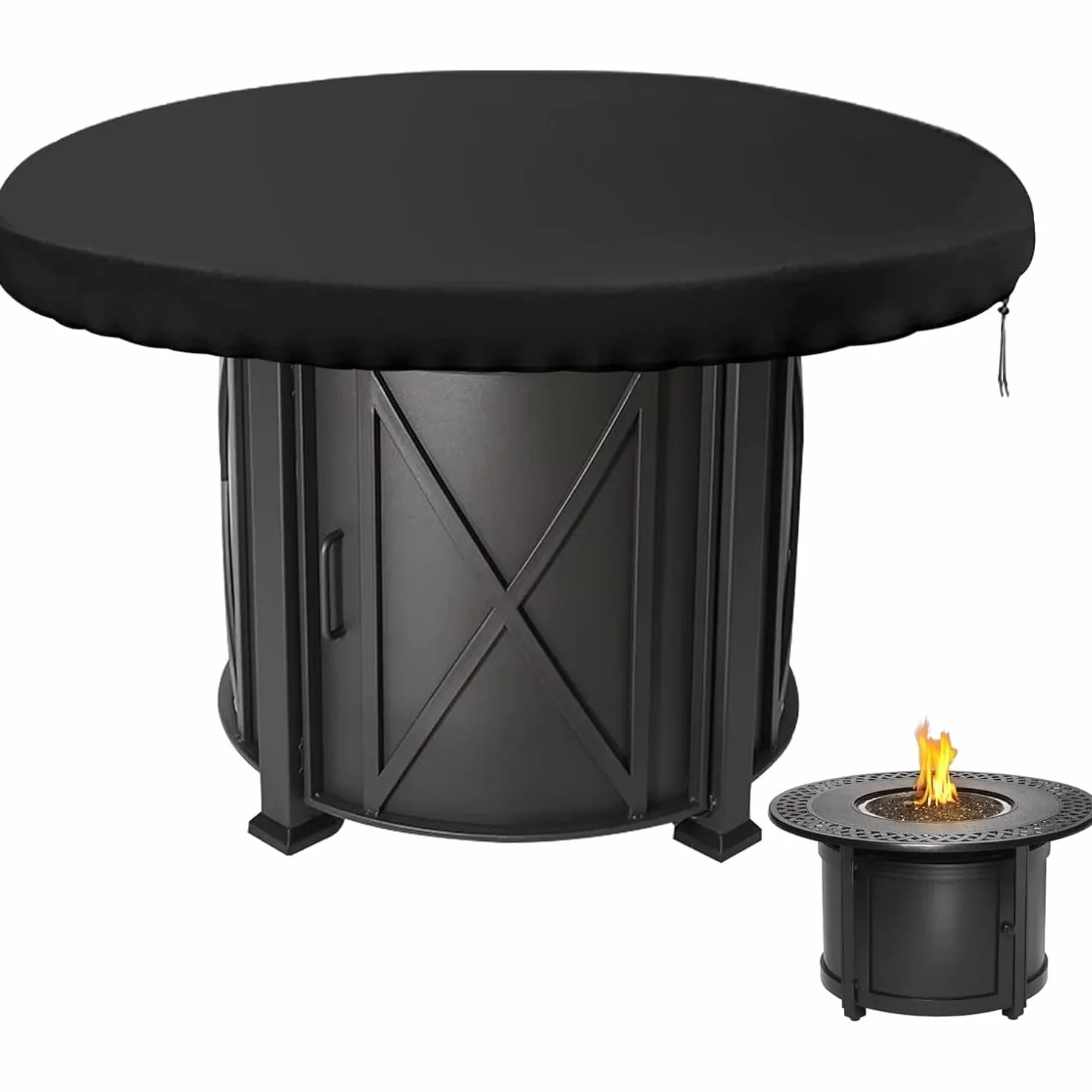 Housse de Protection pour Plaque de Feu 420D Ronde 100 cm Anti-UV Etanche Oxford Noir