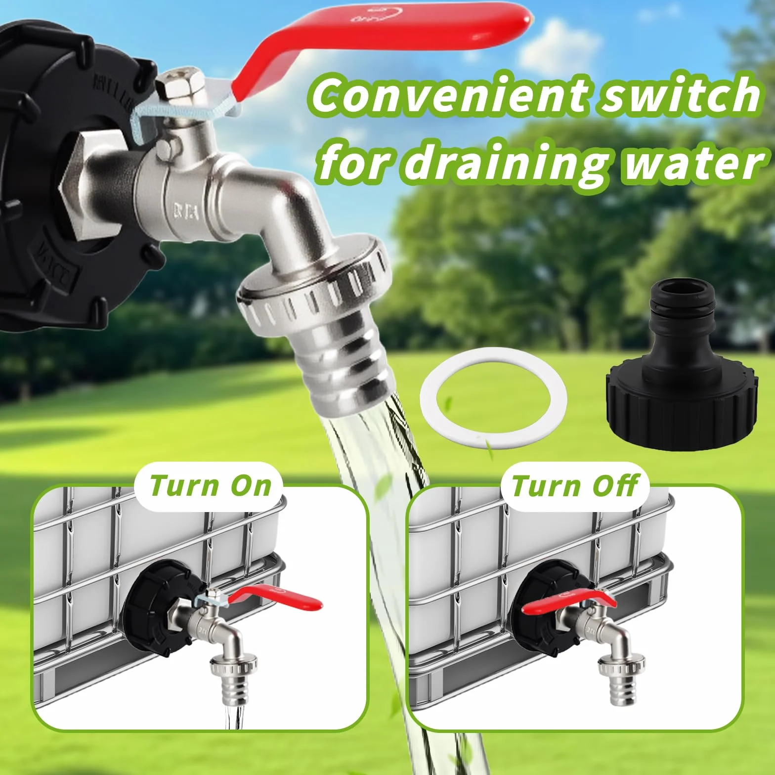 Robinet Cuve 1000L shallyong S60X6 IBC Raccord 3/4" Jardin Adaptateur Plastique