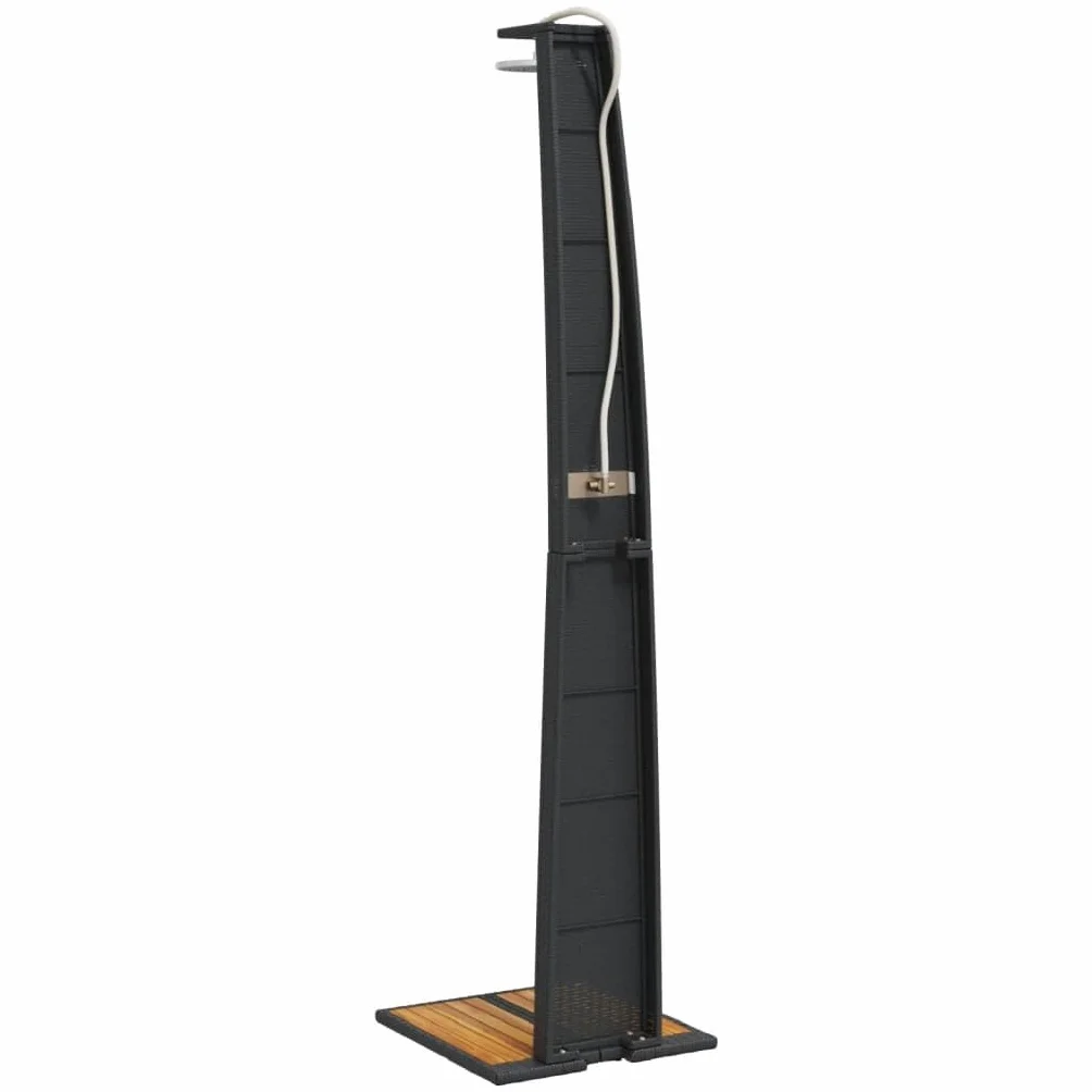 vidaXL Douche d'Extérieur Meuble de Jardin Noir Résine Tressée Bois Acacia