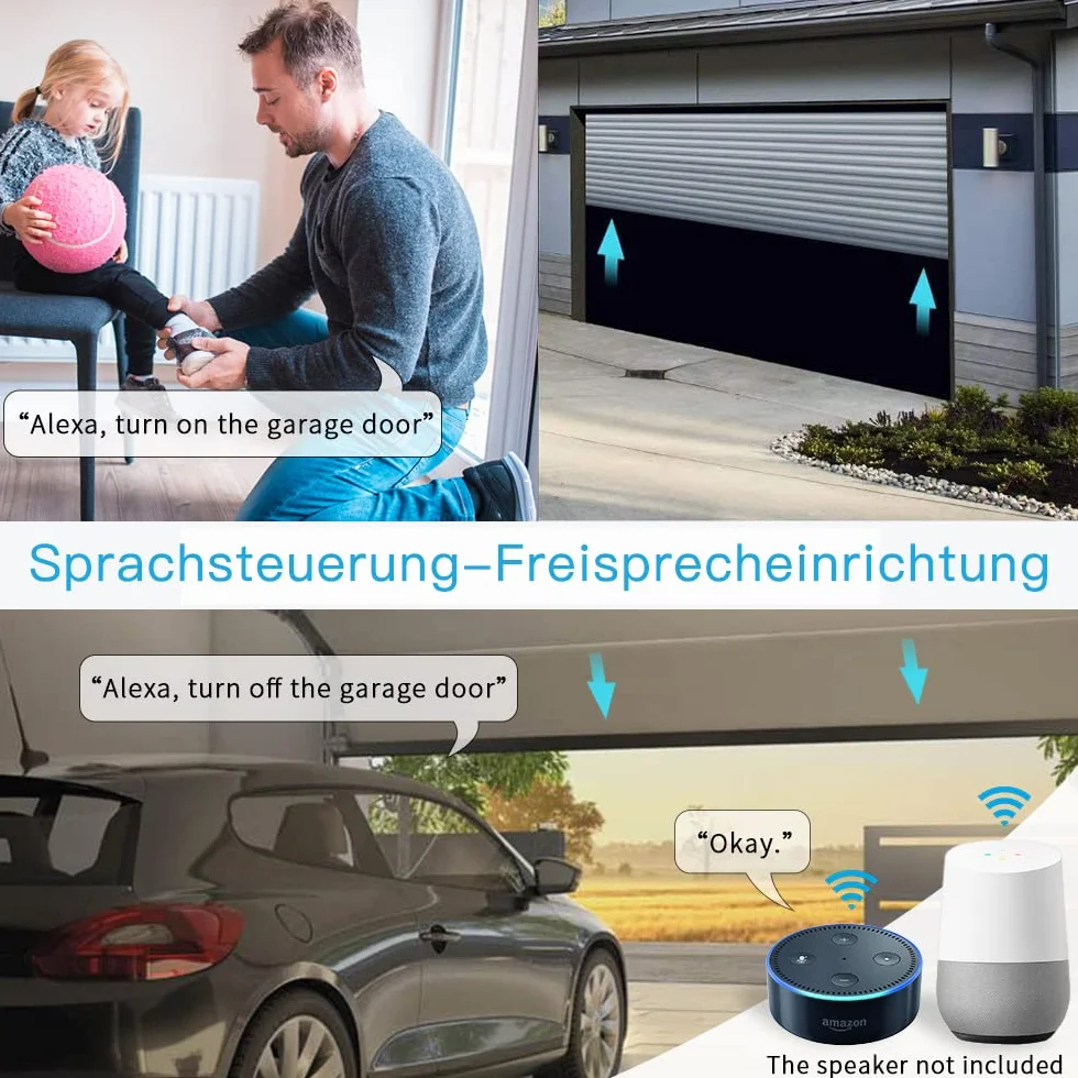 LoraTap Smart Wi-Fi Ouvre-porte de garage et contrôleur - Module relais avec capteur Reed pour le contrôle de l'application (Smart Life/Tuya), commande vocale avec Alexa et montage facile en 15