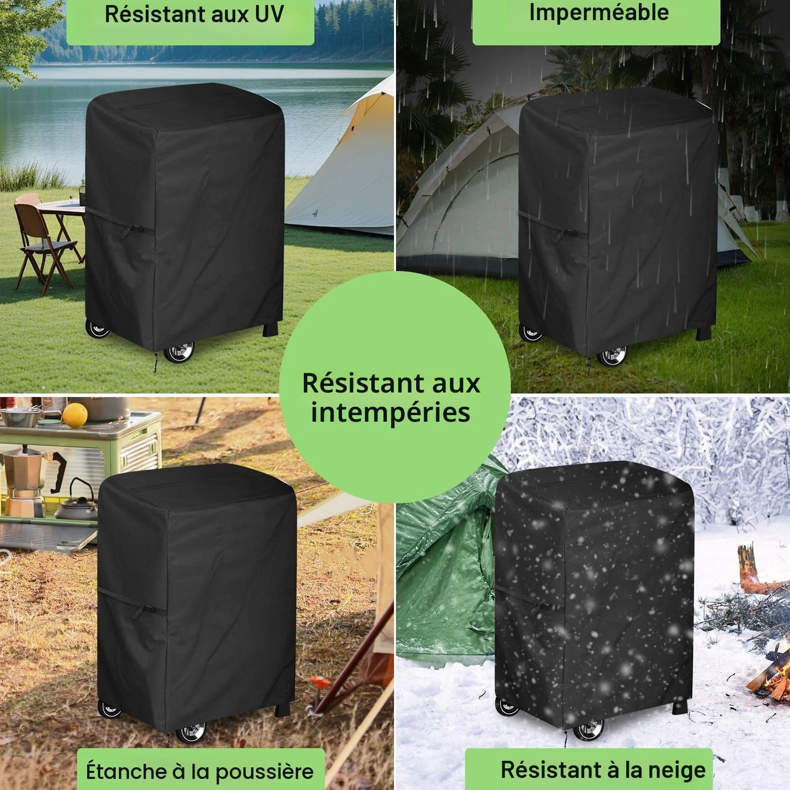 Housse Barbecue Universelle 80x66x110cm 420D Oxford Imperméable Anti-UV Bache de Protection