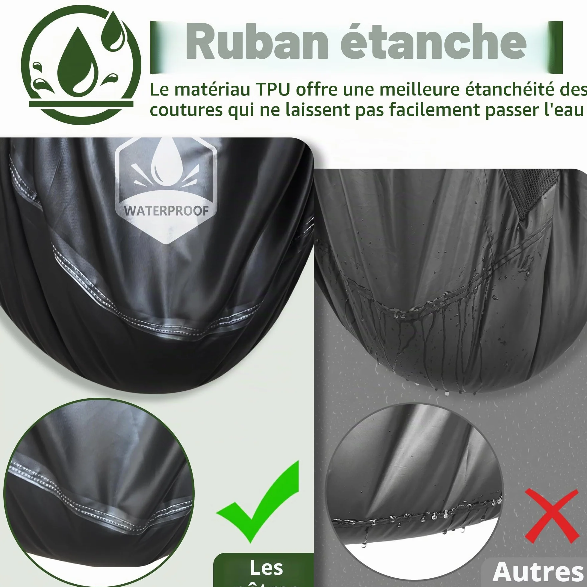 Housse imperméable pour meubles de jardin 110x110x74 cm 420D Oxford avec aération