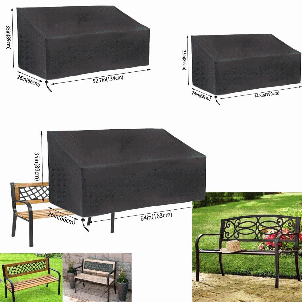 Housse de banc de jardin imperméable 2/3/4 places 134 x 66 x 89 cm