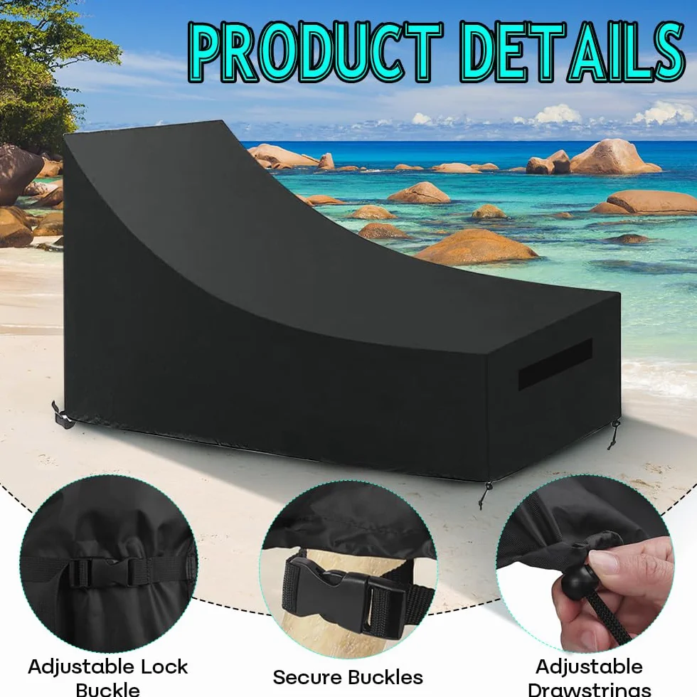 420D Tissu Oxford Housse de Protection pour Transat Bain de Soleil, 210 x 75 x 40/80 cm, Imperméable Anti-Poussière Anti-UV