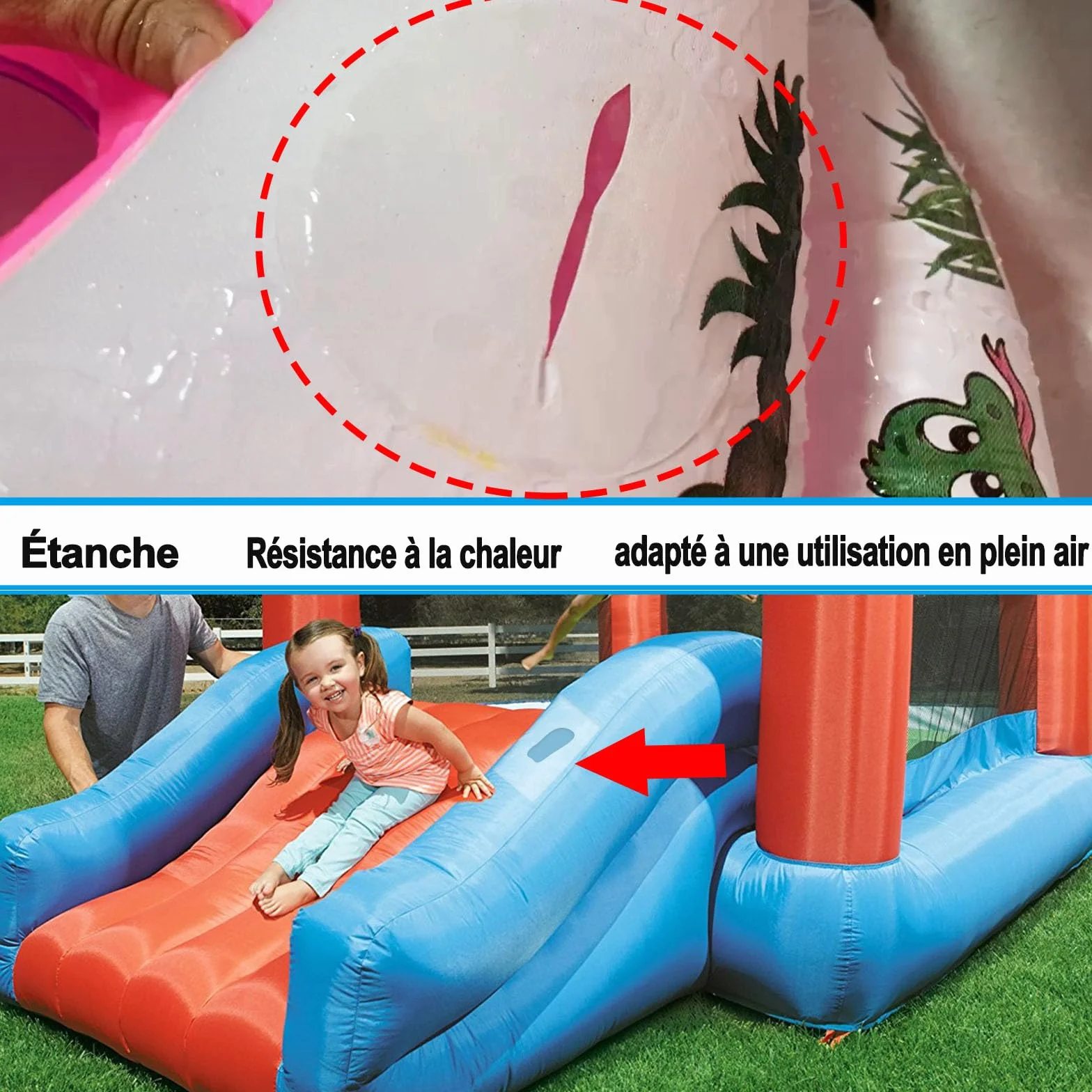 Lot de 5 rustines de réparation de piscine transparentes étanches en TPU pour bouée château gonflable matelas